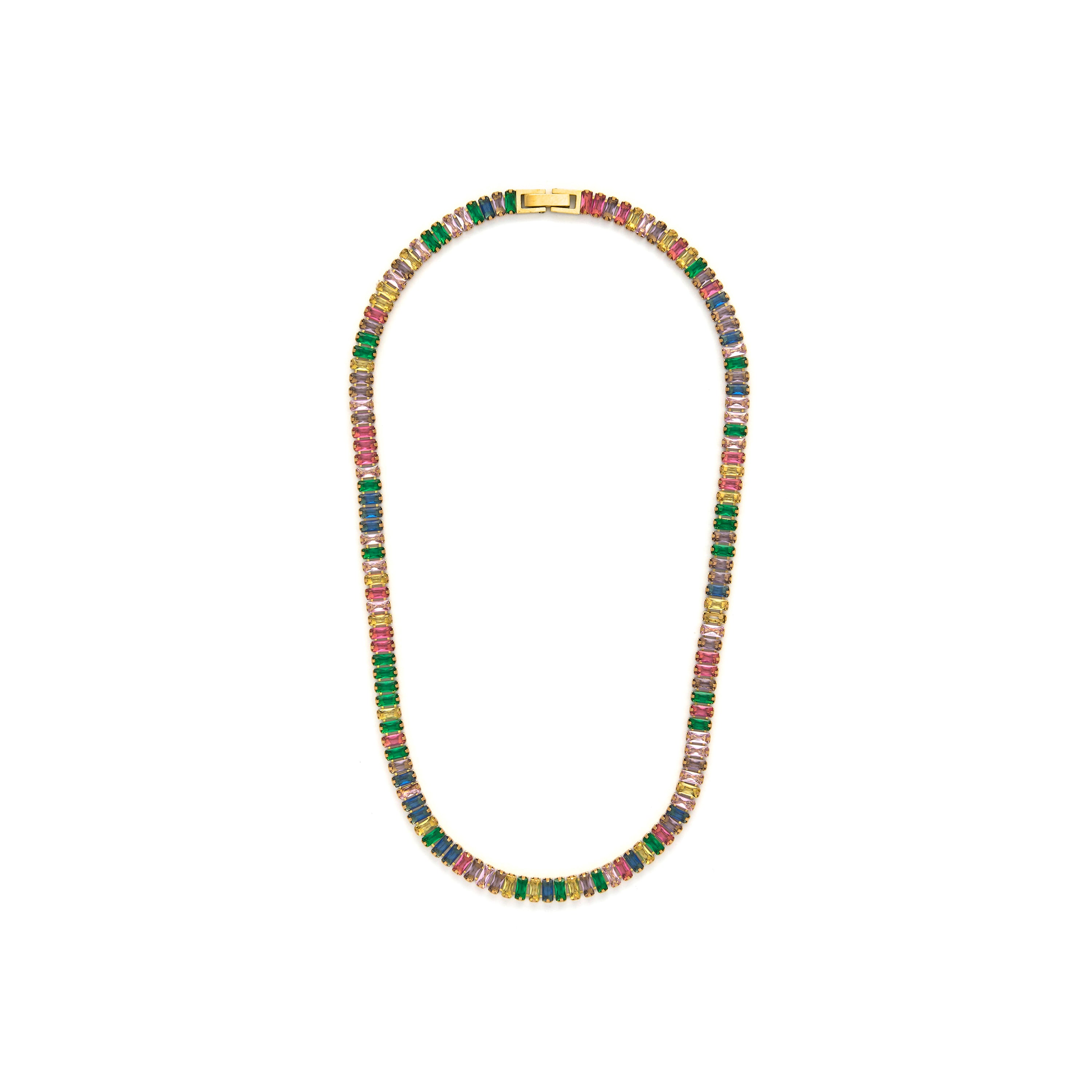Collar de Circonita Multicolor acabado en oro amarillo 18K - Gorys