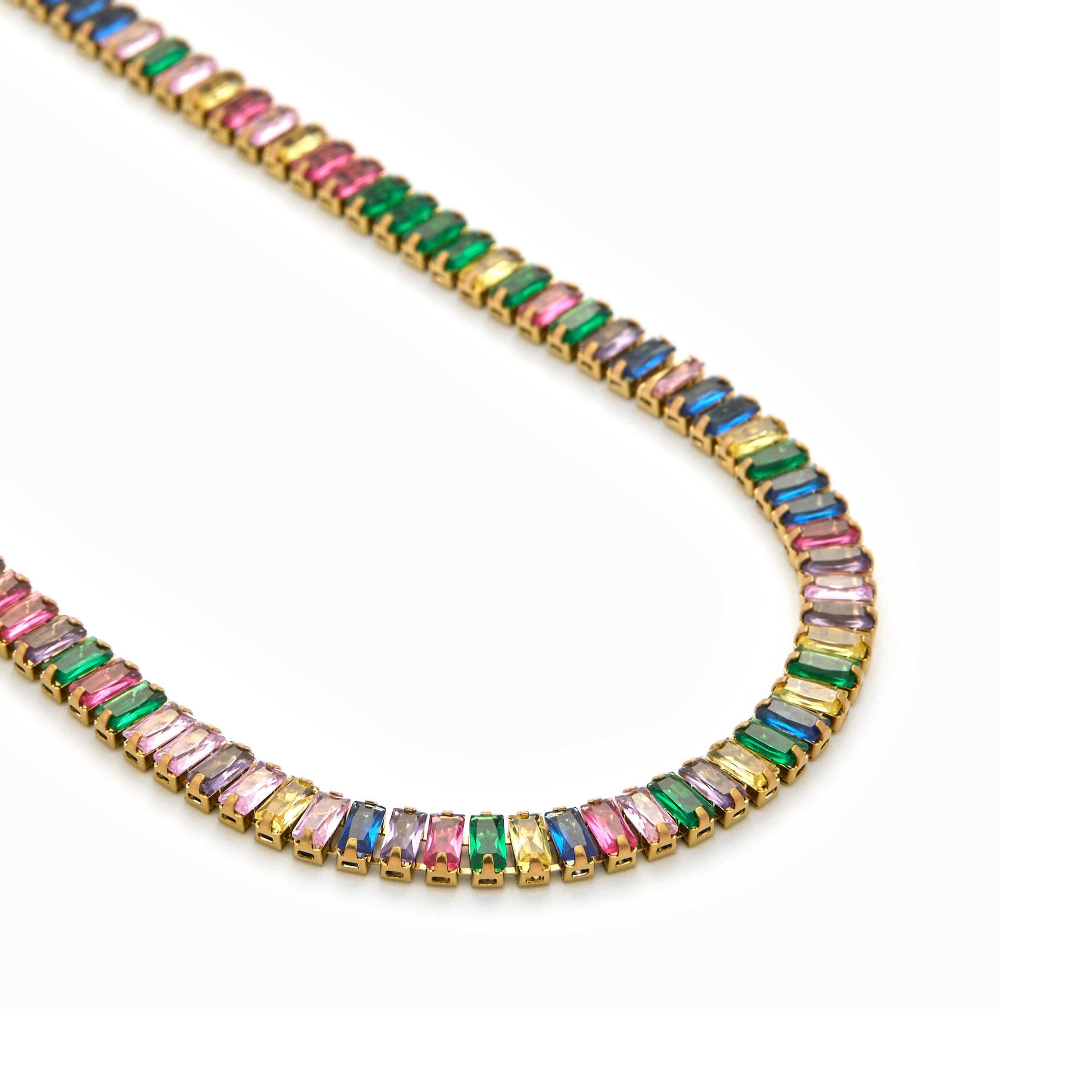 Collar de Circonita Multicolor acabado en oro amarillo 18K - Gorys
