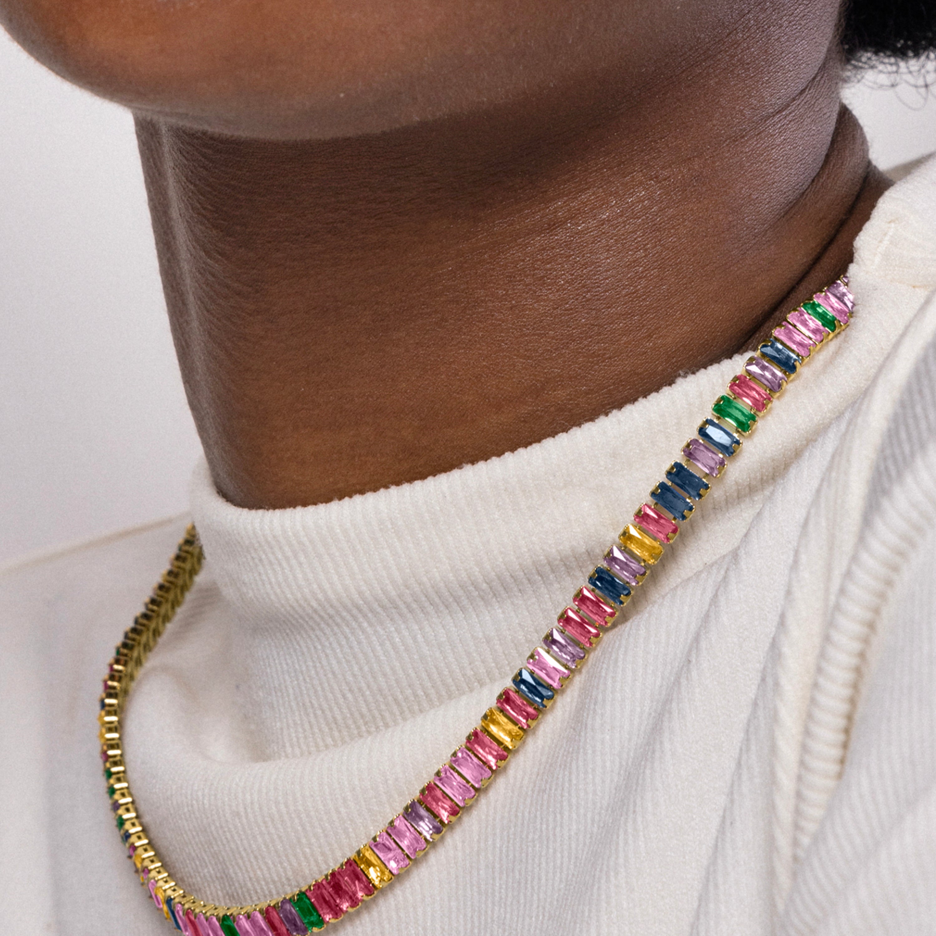 Collar de Circonita Multicolor acabado en oro amarillo 18K - Gorys