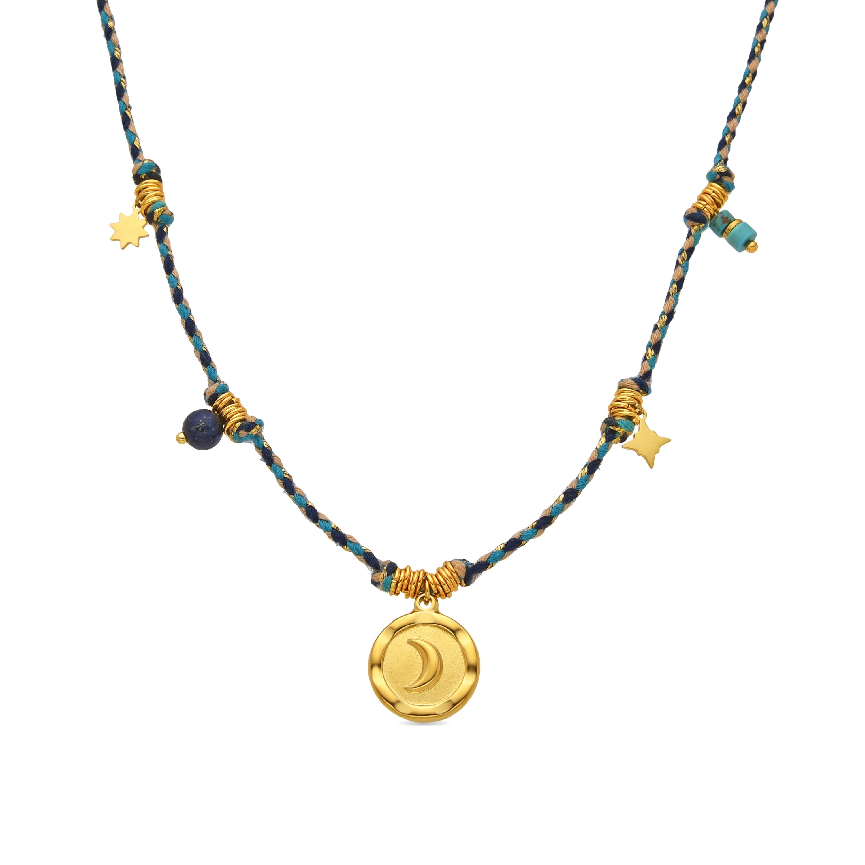 Halskette mit dunkelblauem Kristall, 18k Gold-Finish - Liskel