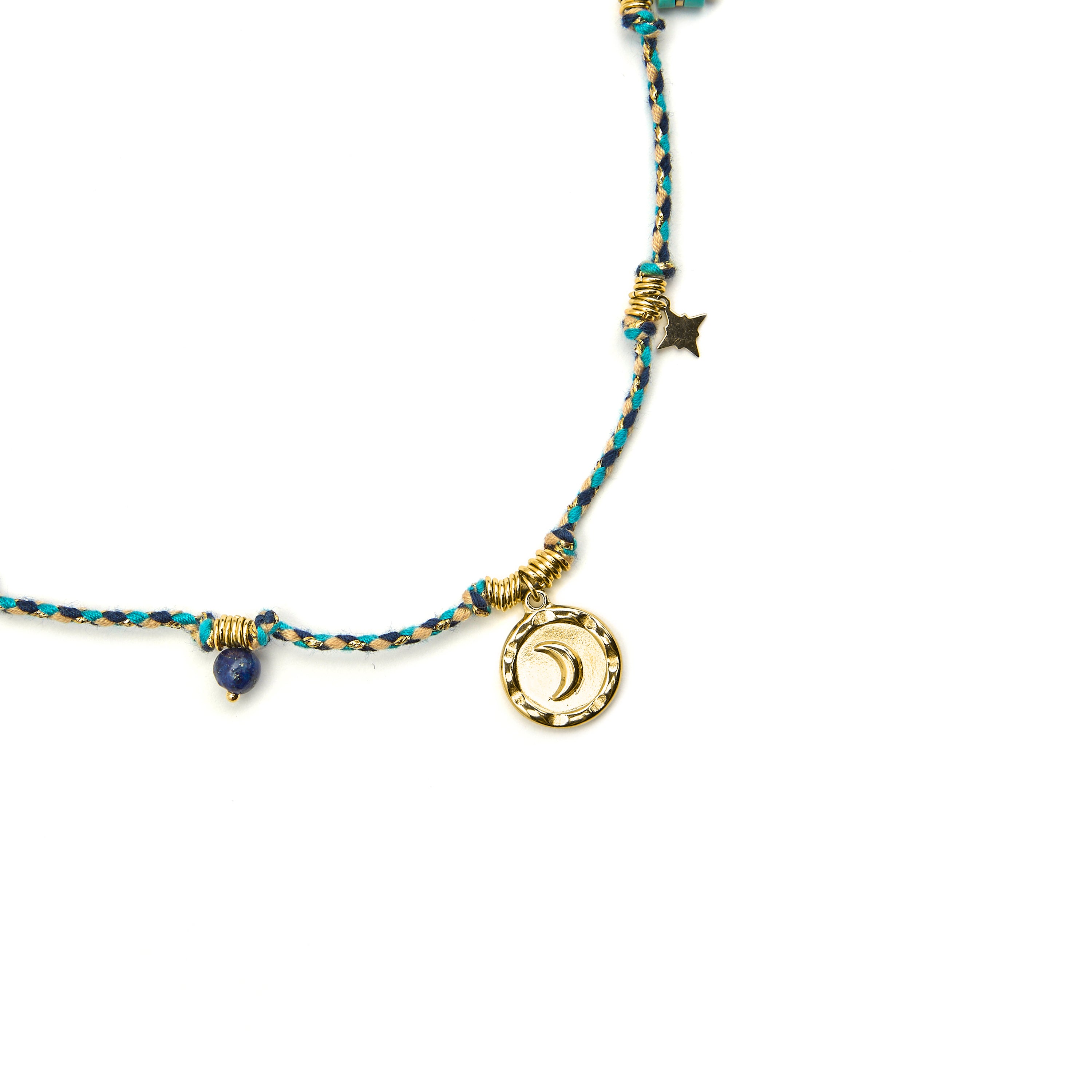 Dark Blue Crystal Necklace finished in 18k gold - Liskel