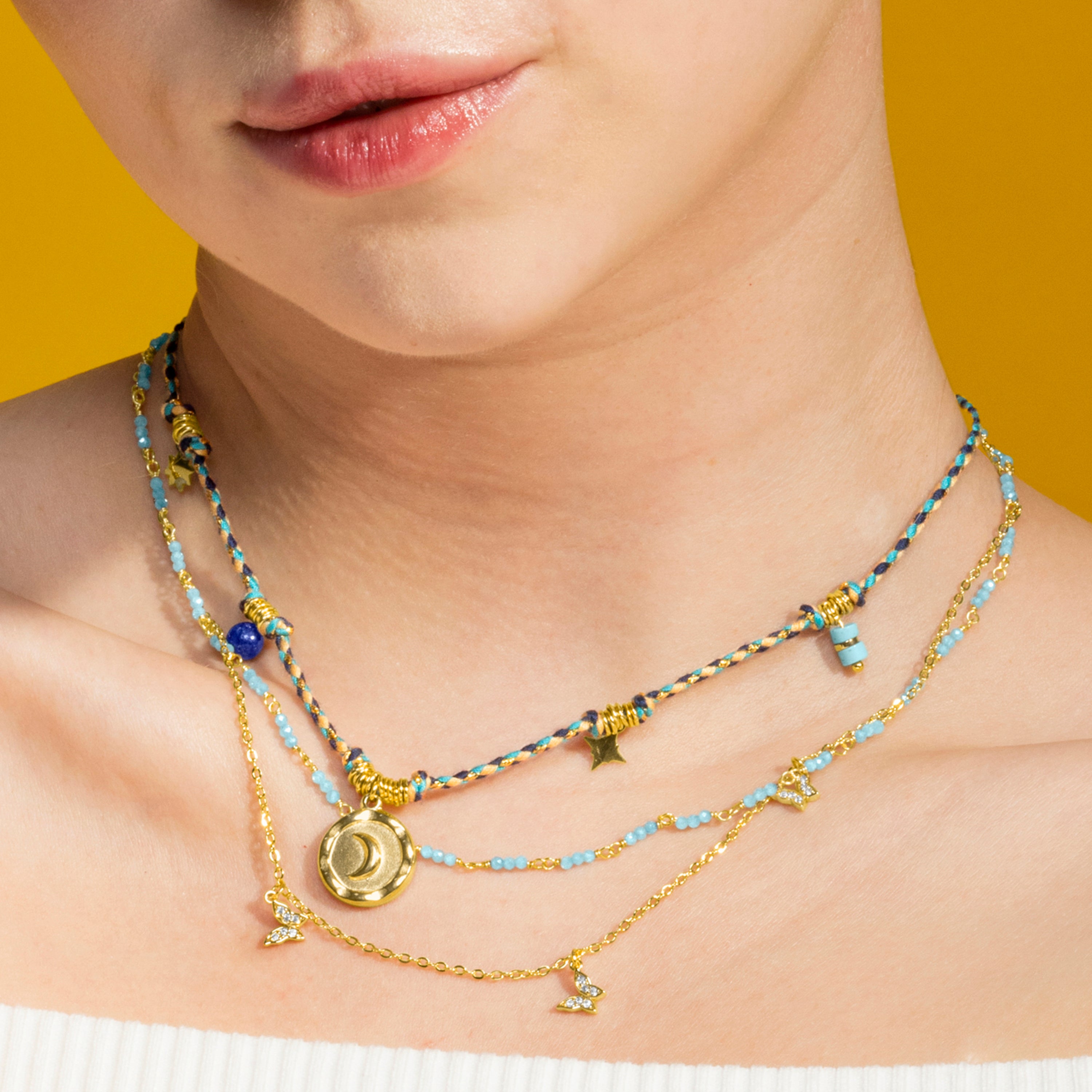 Dark Blue Crystal Necklace finished in 18k gold - Liskel