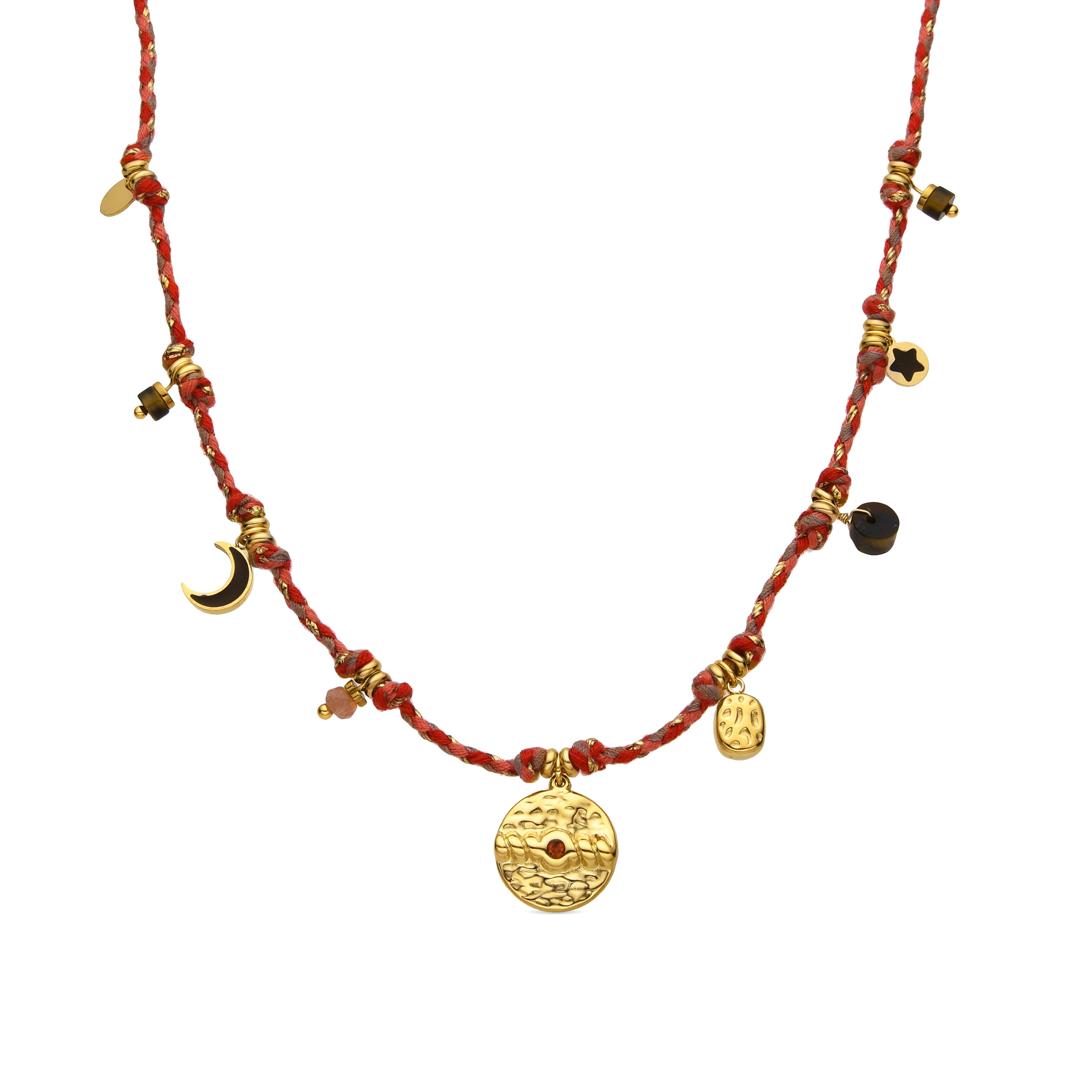Halskette mit rotem Kristall, 18k Gold-Finish - Liskel