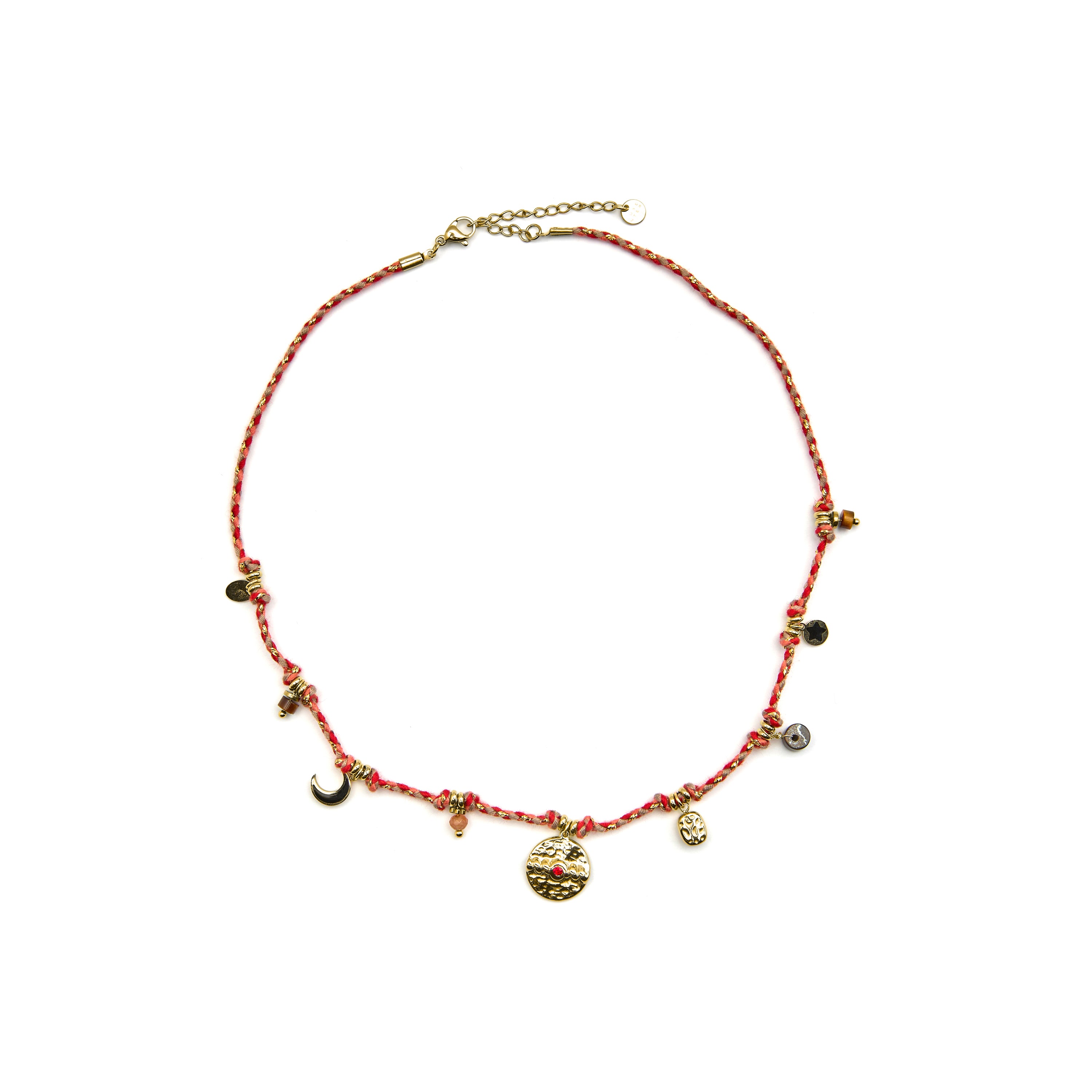 Halskette mit rotem Kristall, 18k Gold-Finish - Liskel