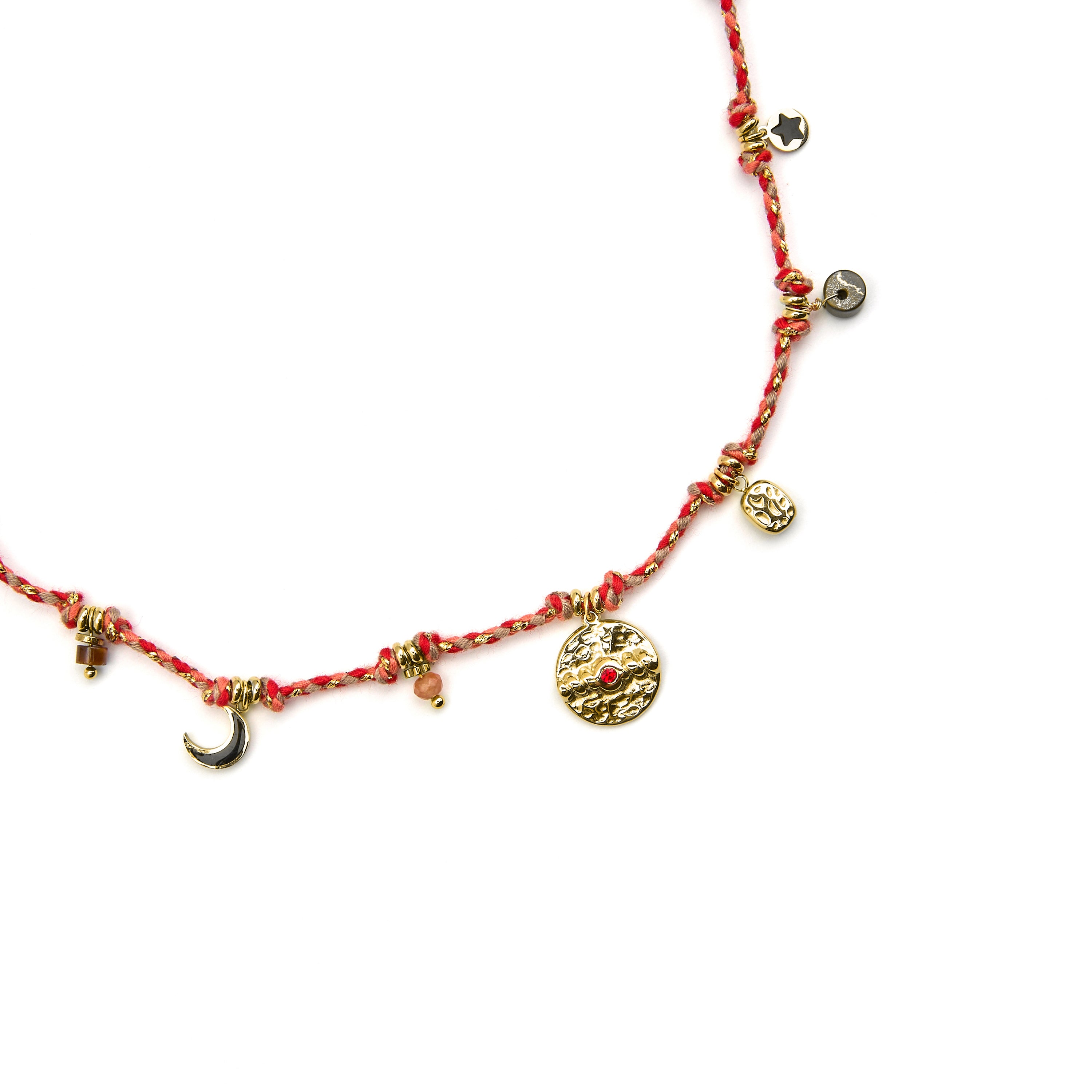 Halskette mit rotem Kristall, 18k Gold-Finish - Liskel