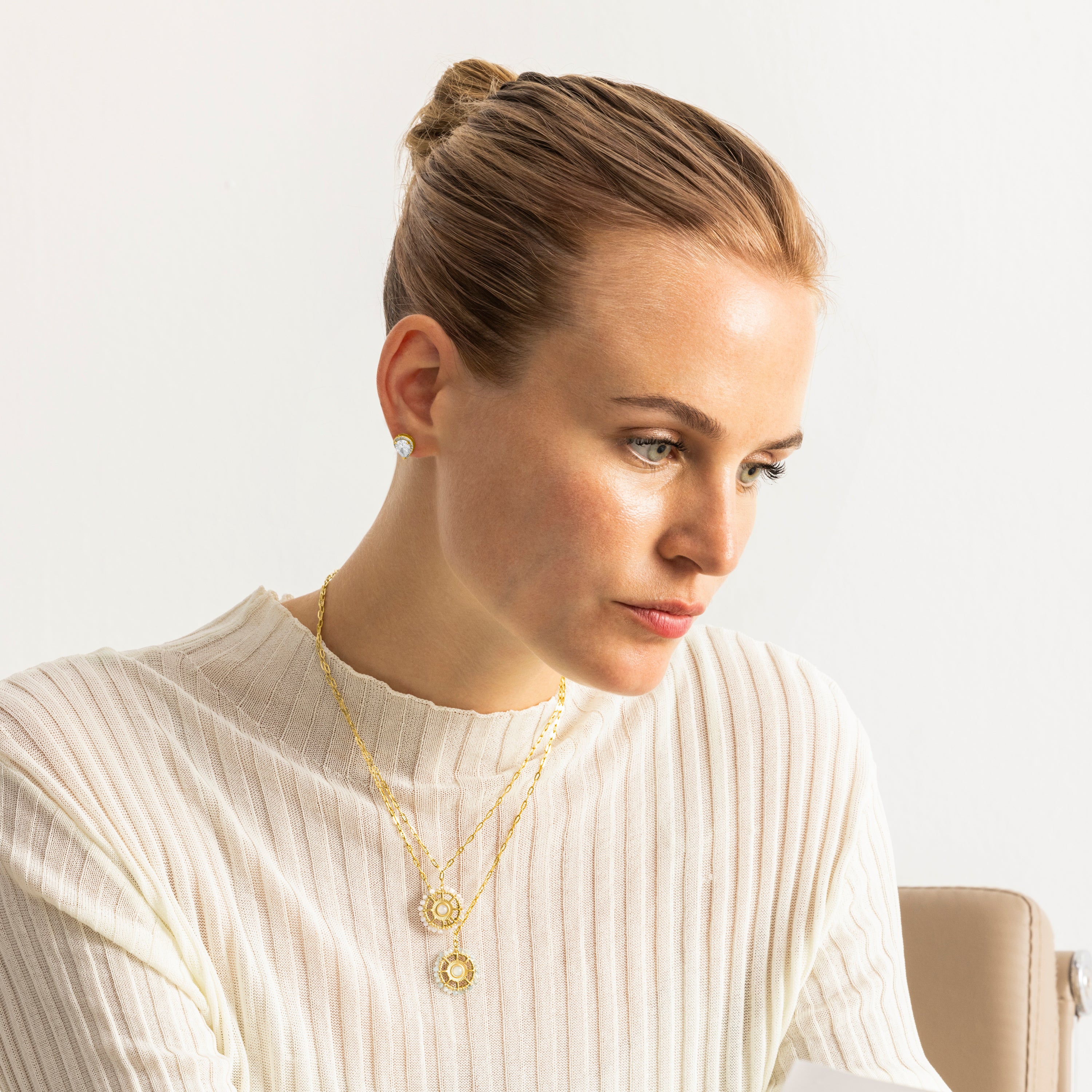 Colar com Zircónia Brilhante acabamento ouro 18k - Yakde