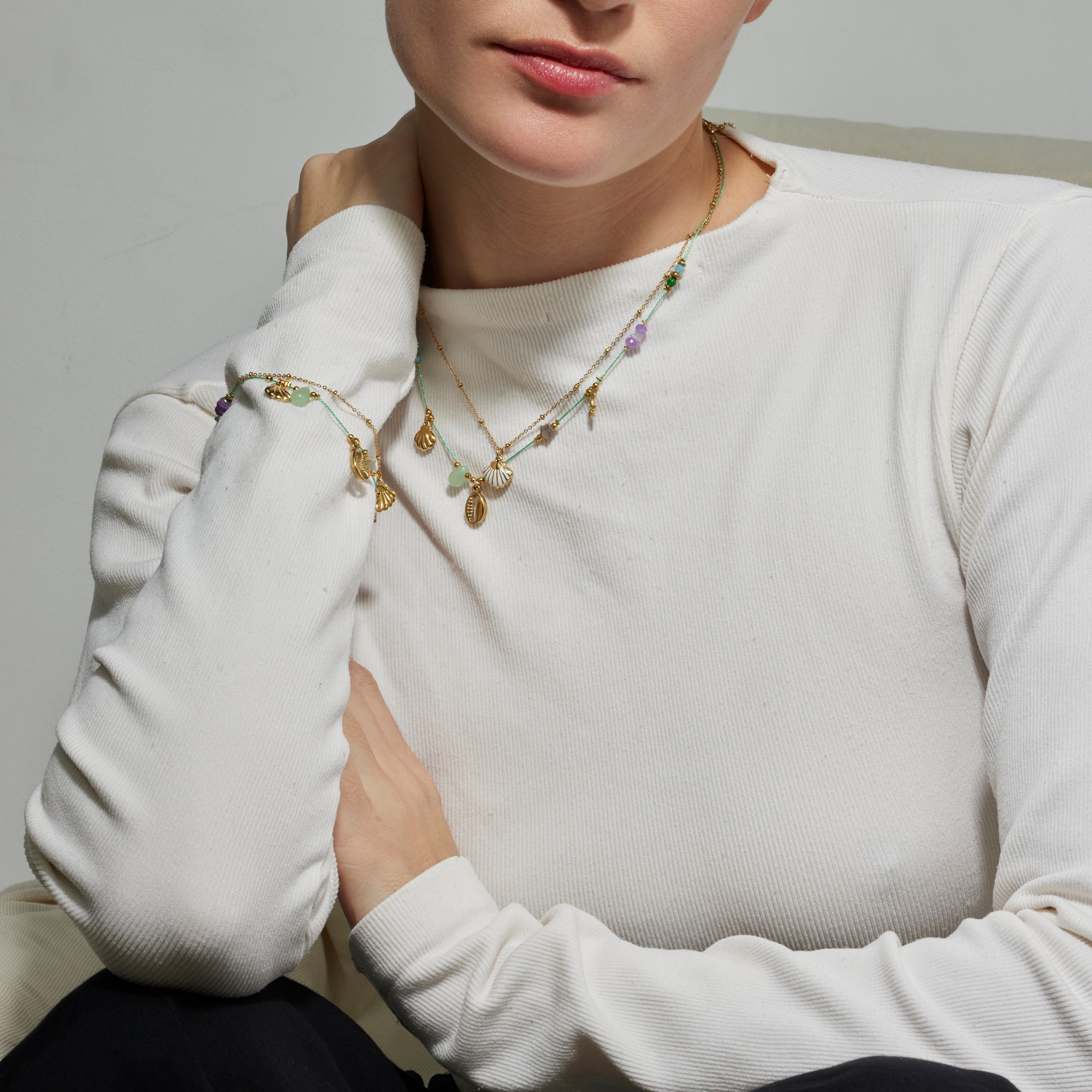 Collier avec Cristal Multicolore finition or 18k - Kerad