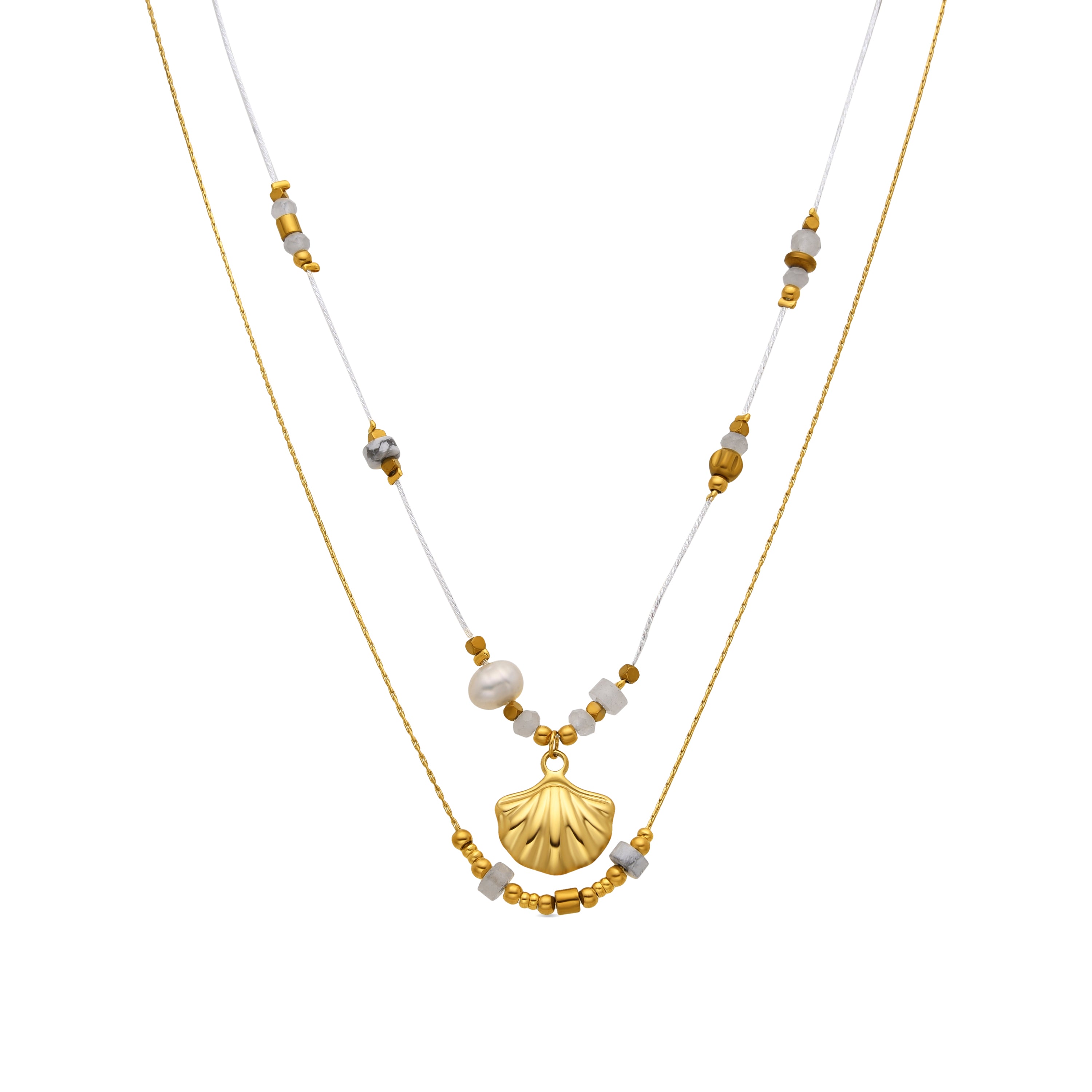 Necklace with Brilliant Zirconia finished in 18k gold - Virat