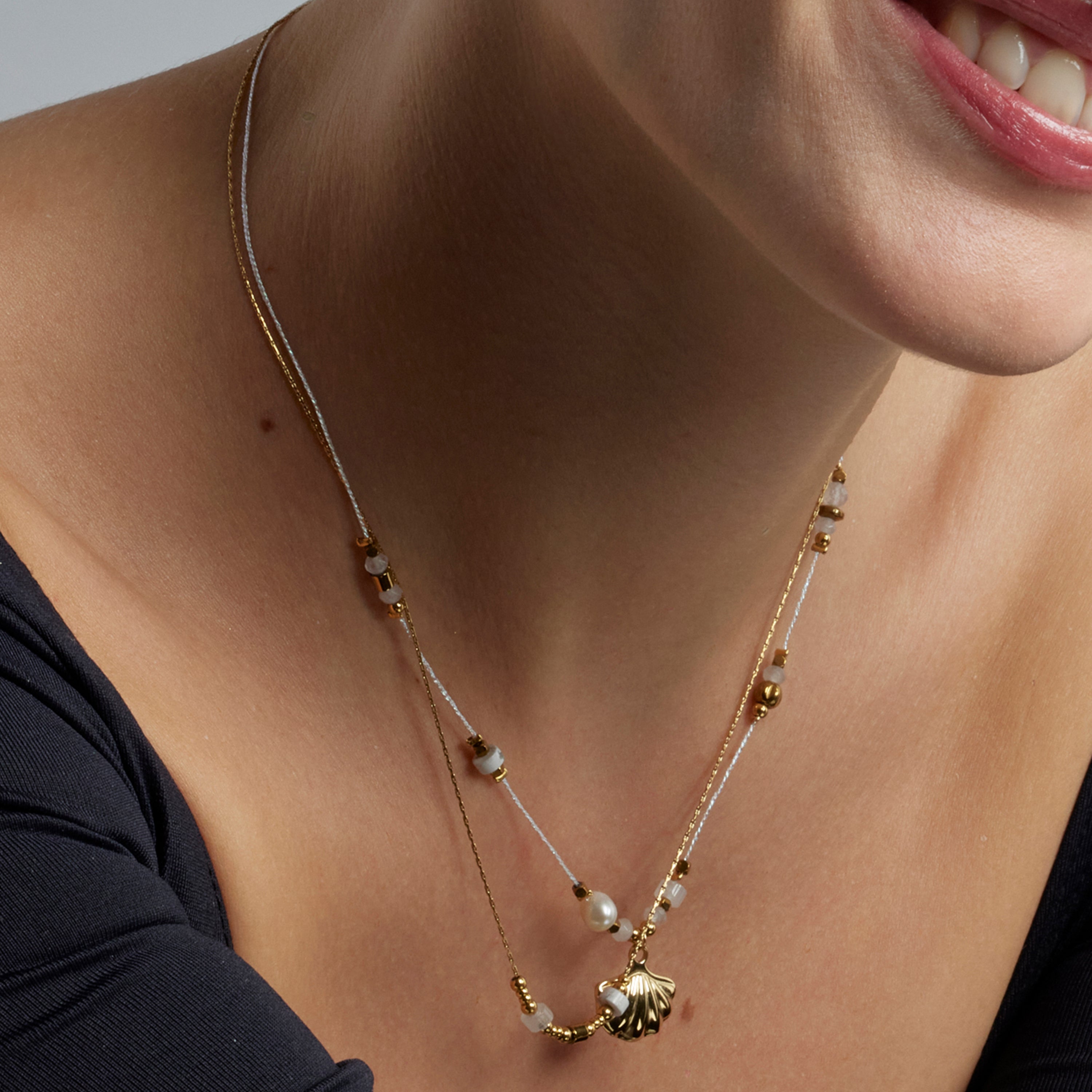 Necklace with Brilliant Zirconia finished in 18k gold - Virat