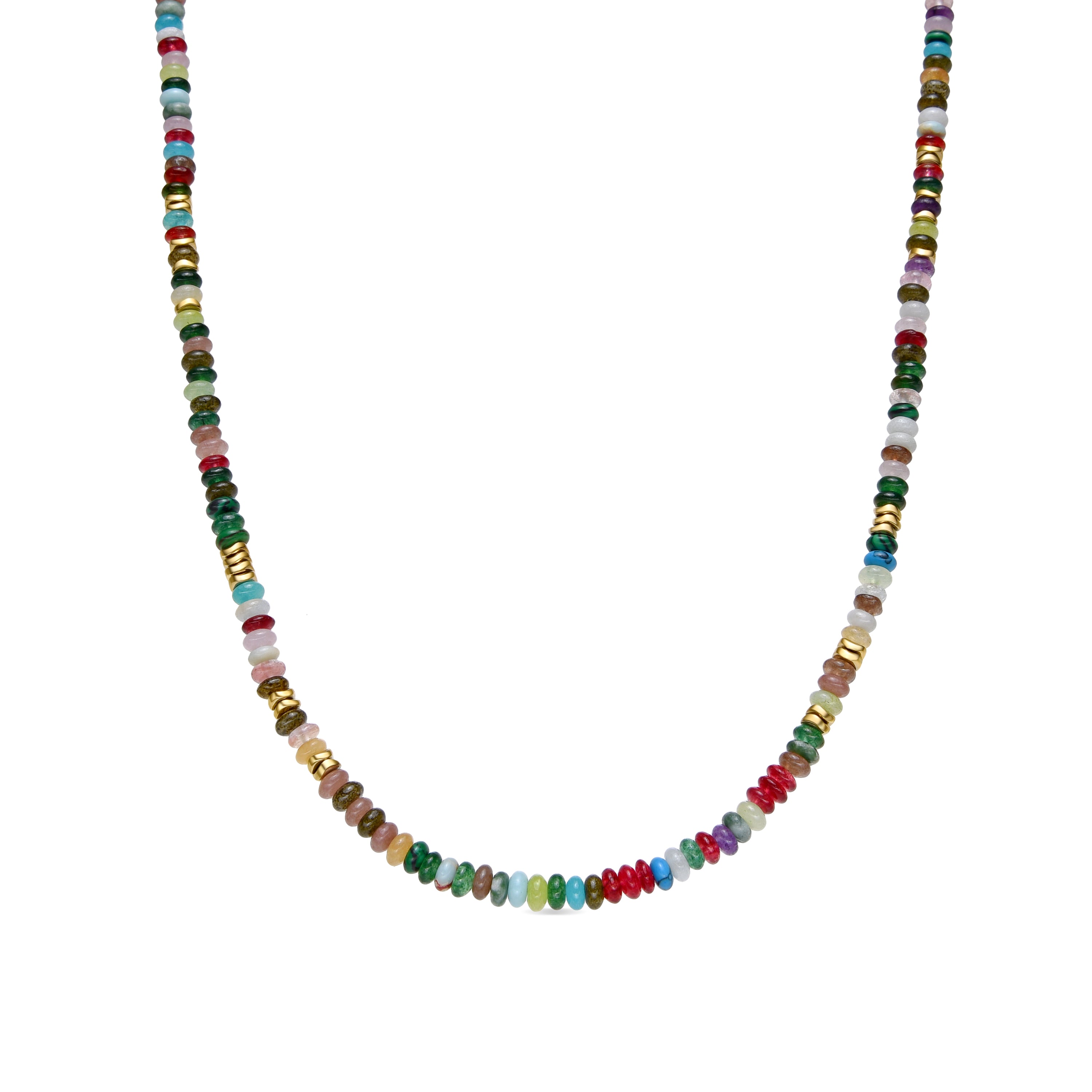 Multicolor Crystal Necklace with 18k Gold Finish - Issne