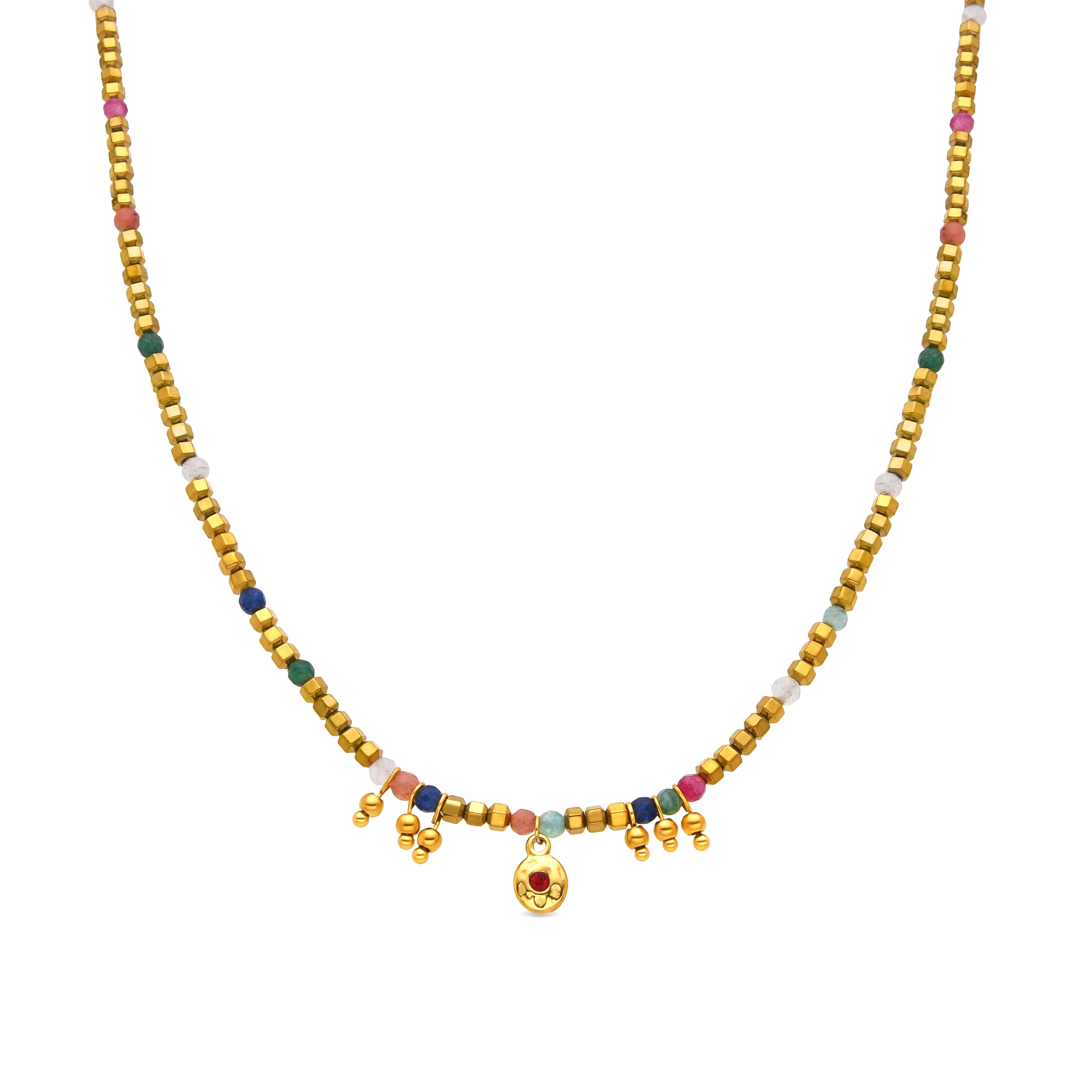 Colar com Cristal Multicolor acabamento em ouro 18k - Damya