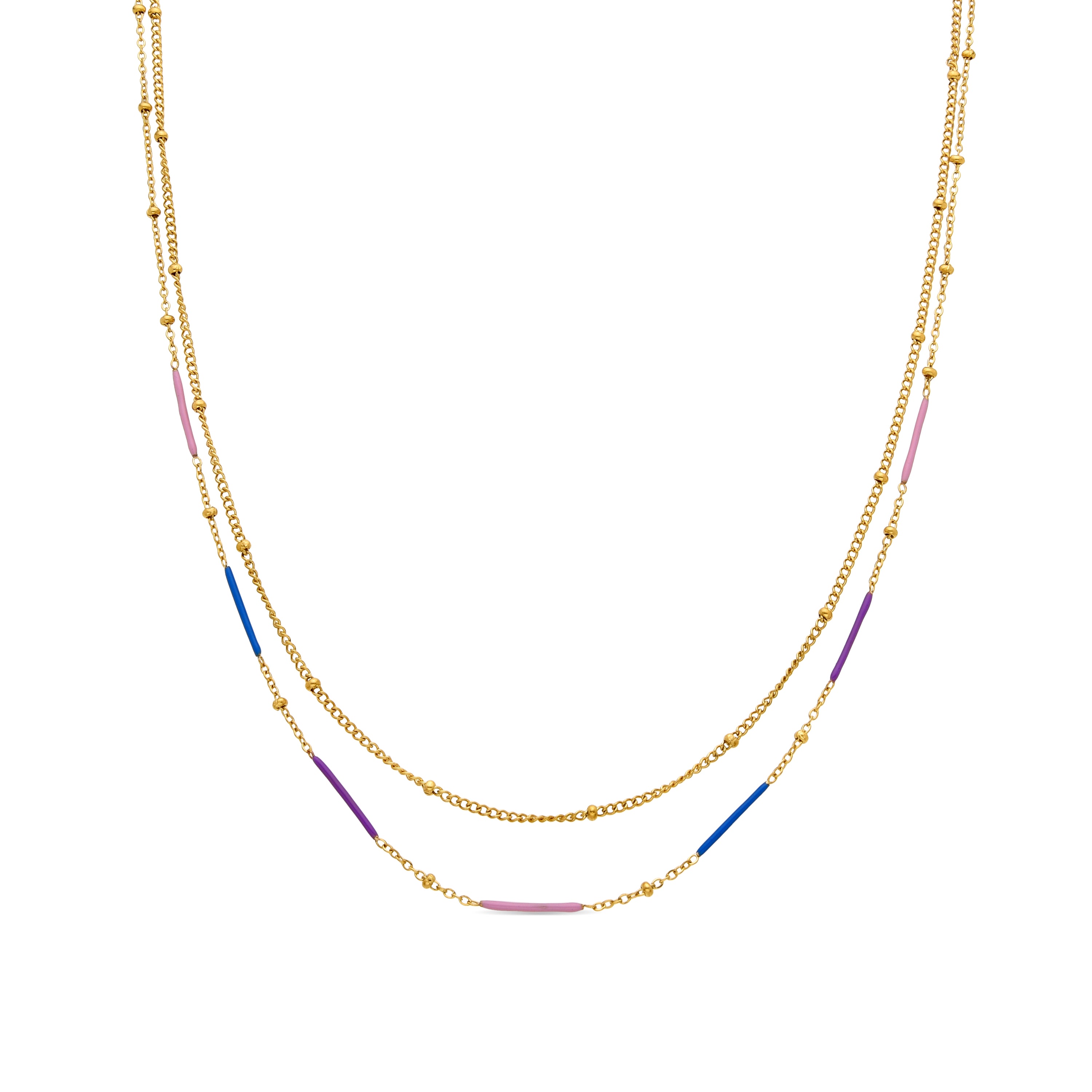 Collier avec laque multicolore finition or 18k - Lueo
