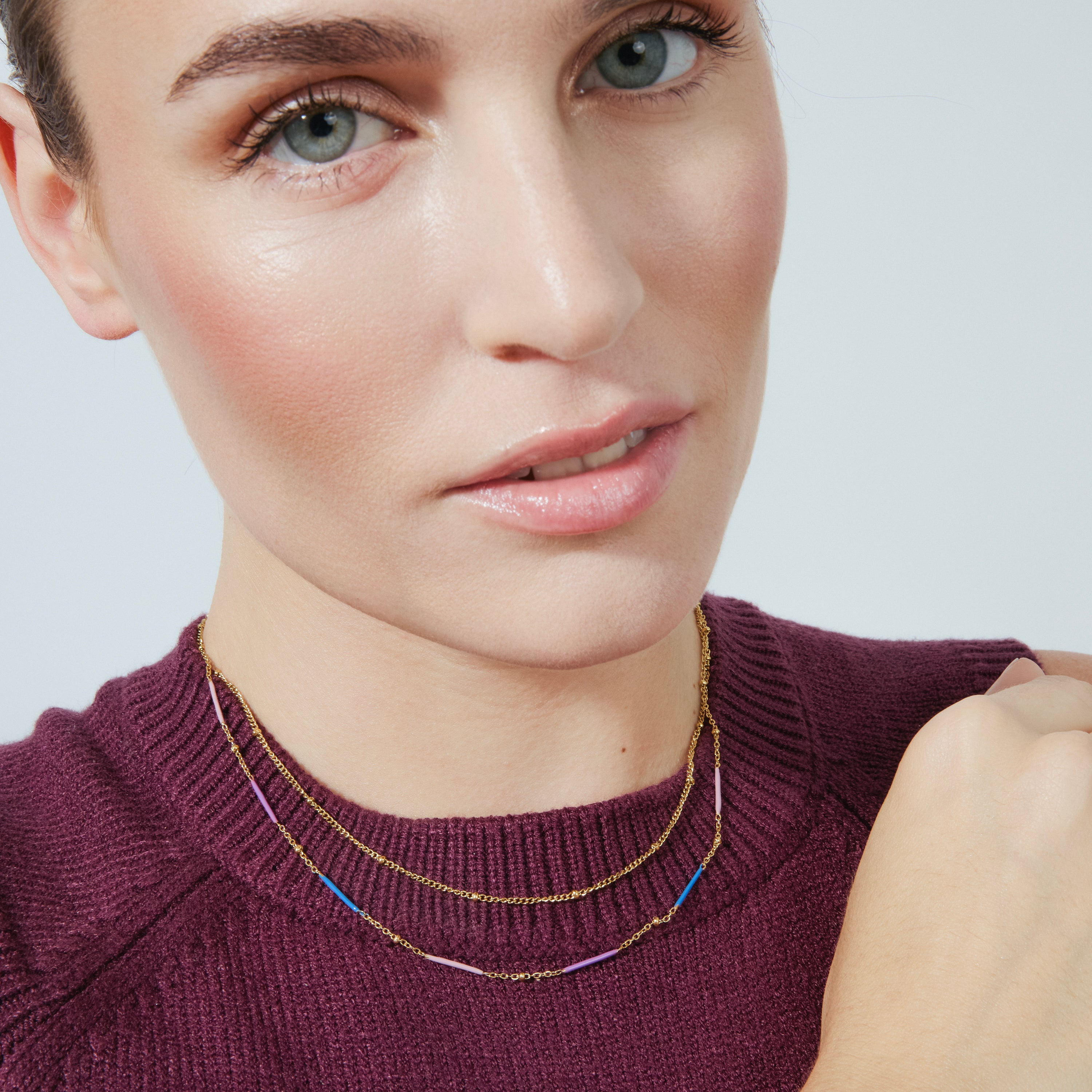 Collier avec laque multicolore finition or 18k - Lueo