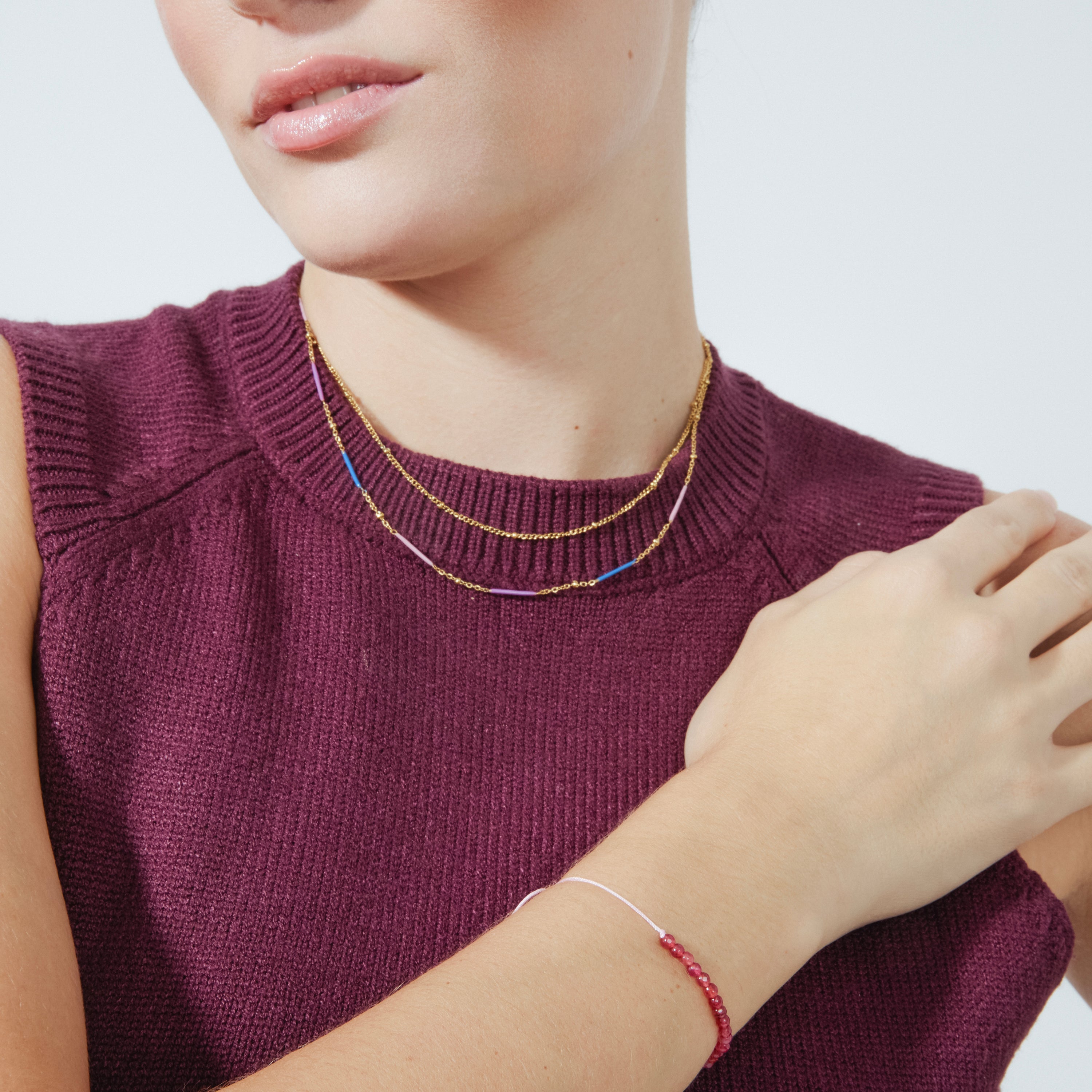 Collier avec laque multicolore finition or 18k - Lueo