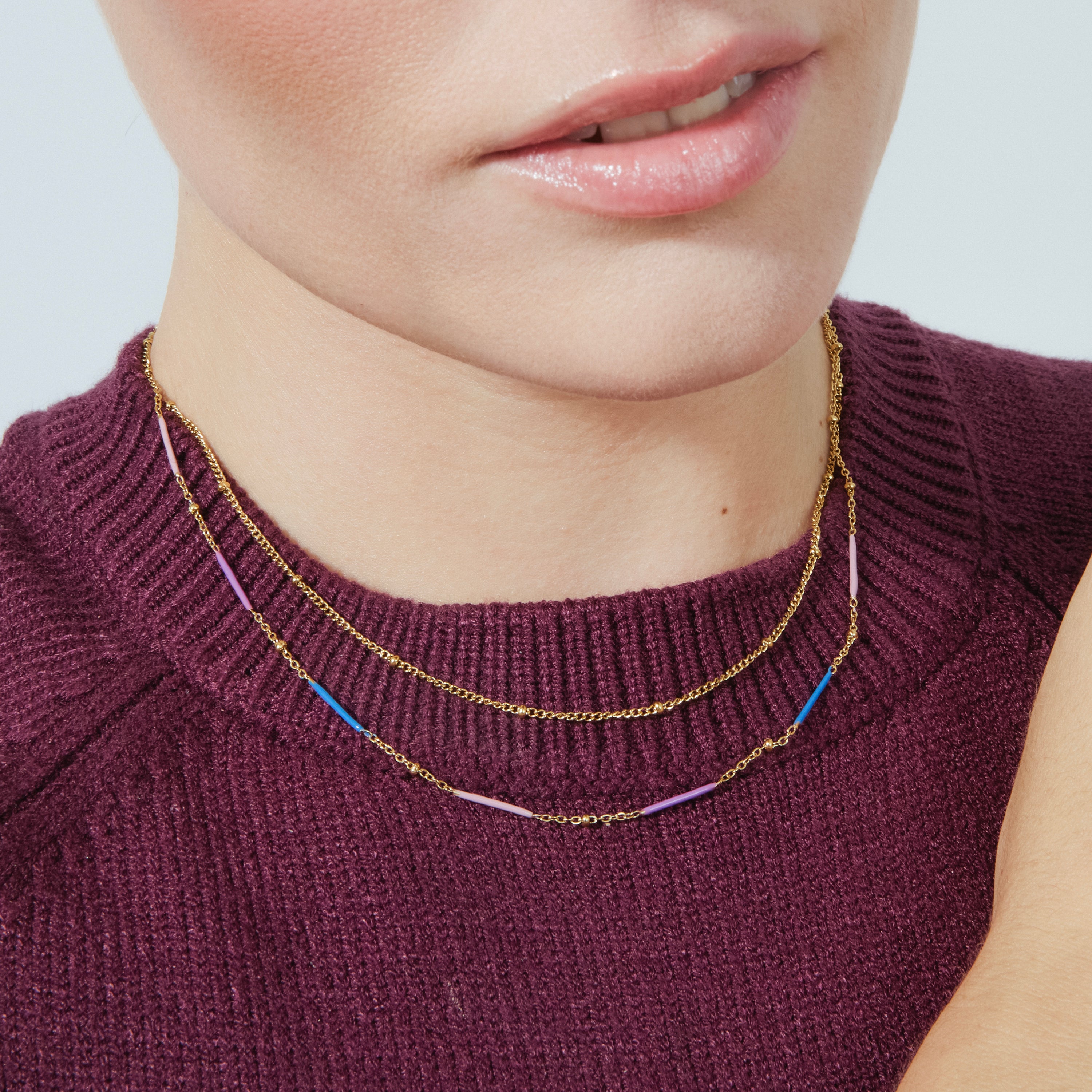 Collier avec laque multicolore finition or 18k - Lueo