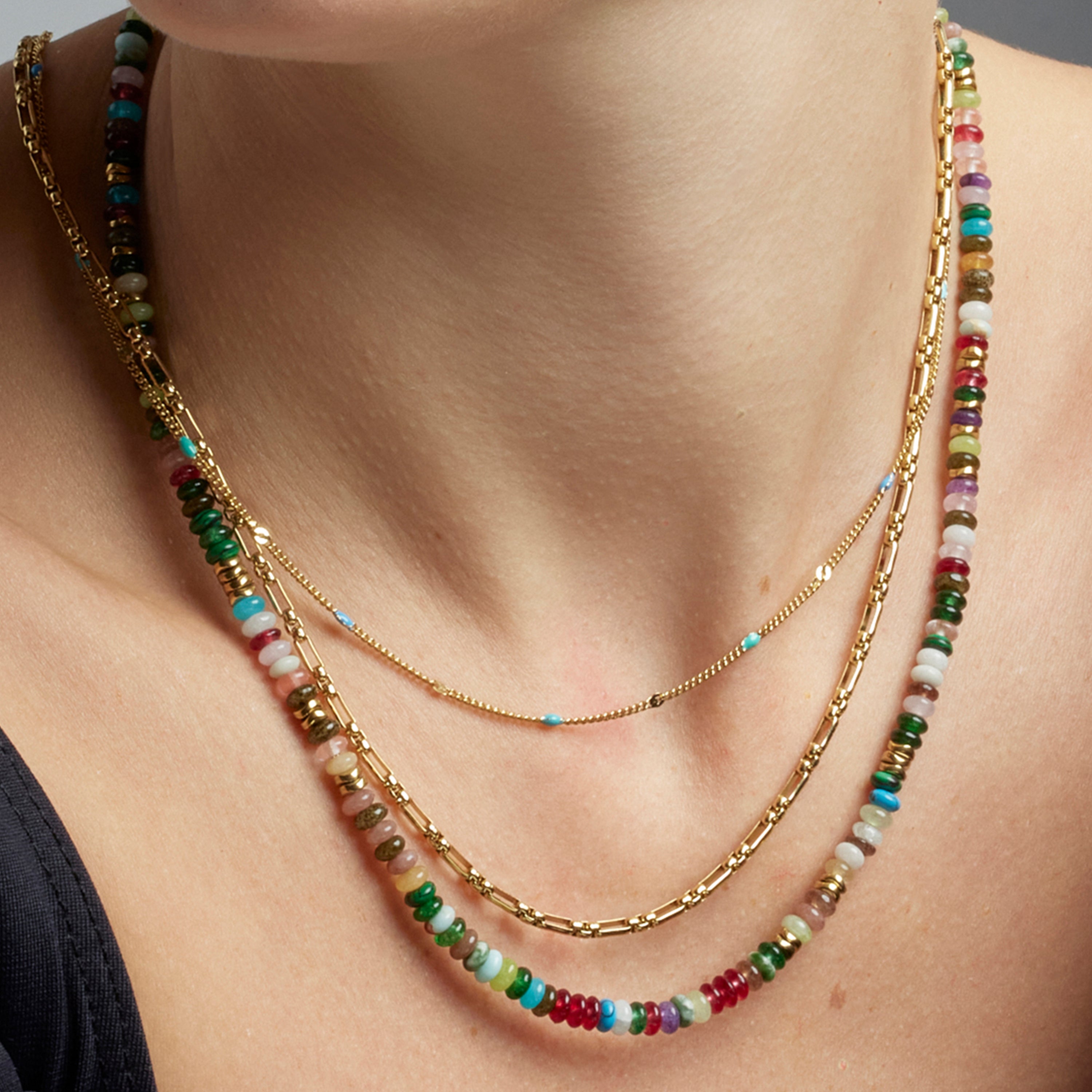 Collier avec laque multicolore finition or 18k - Cautar