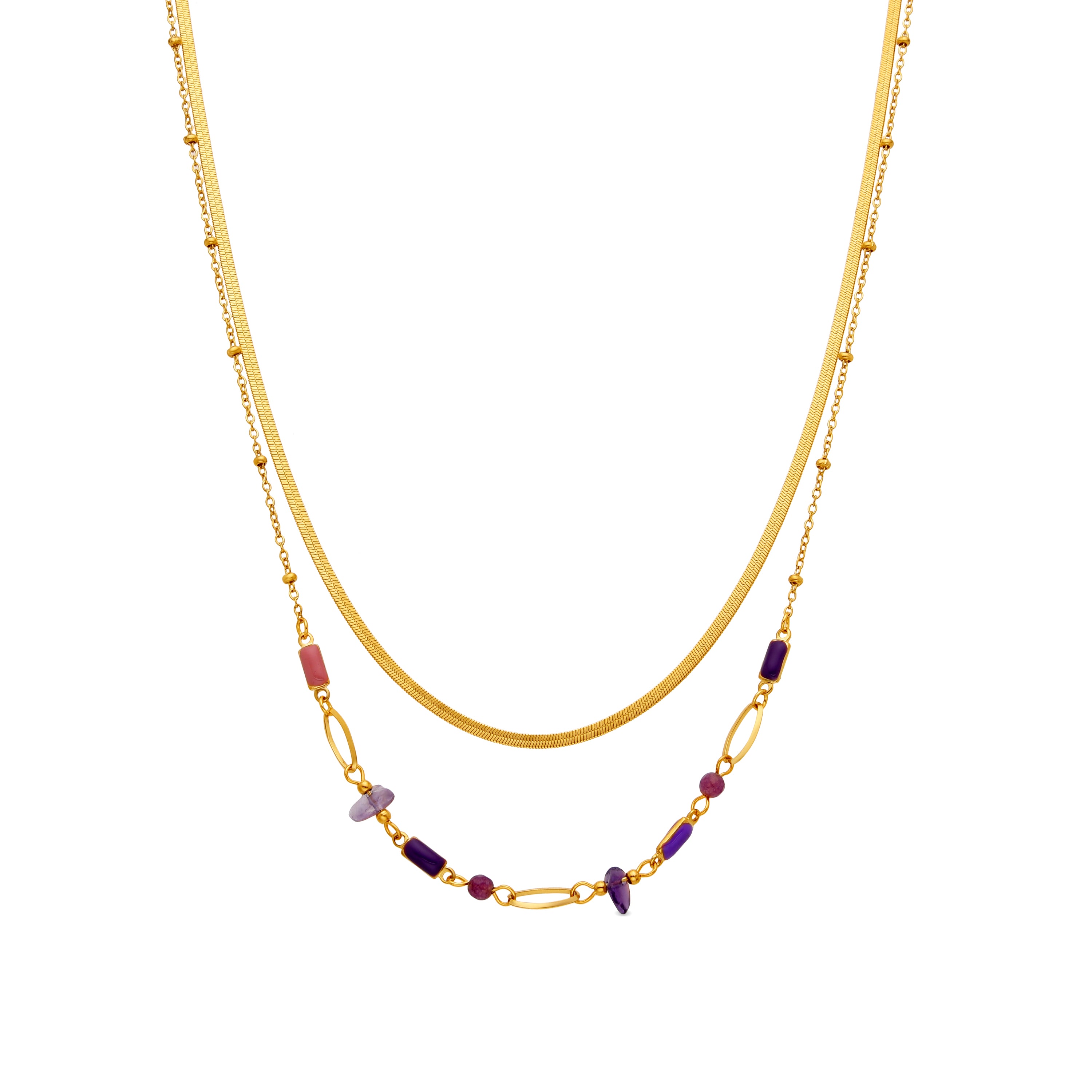 Halskette mit mehrfarbigem Lack in 18k Gold - Rysai