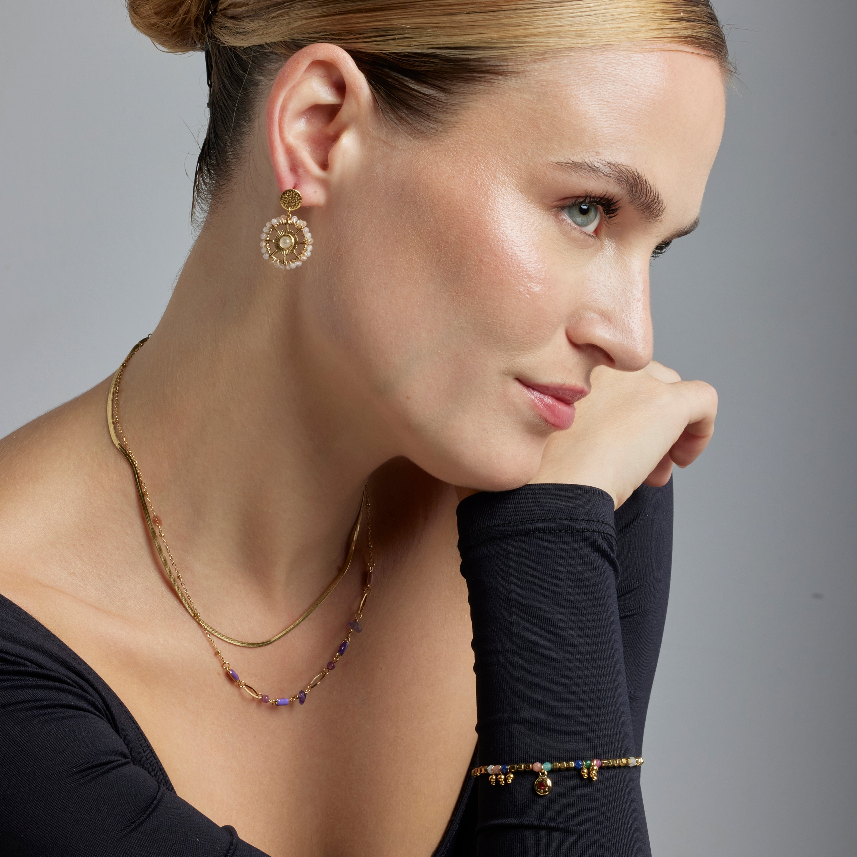 Collier avec laque multicolore finition or 18k - Rysai