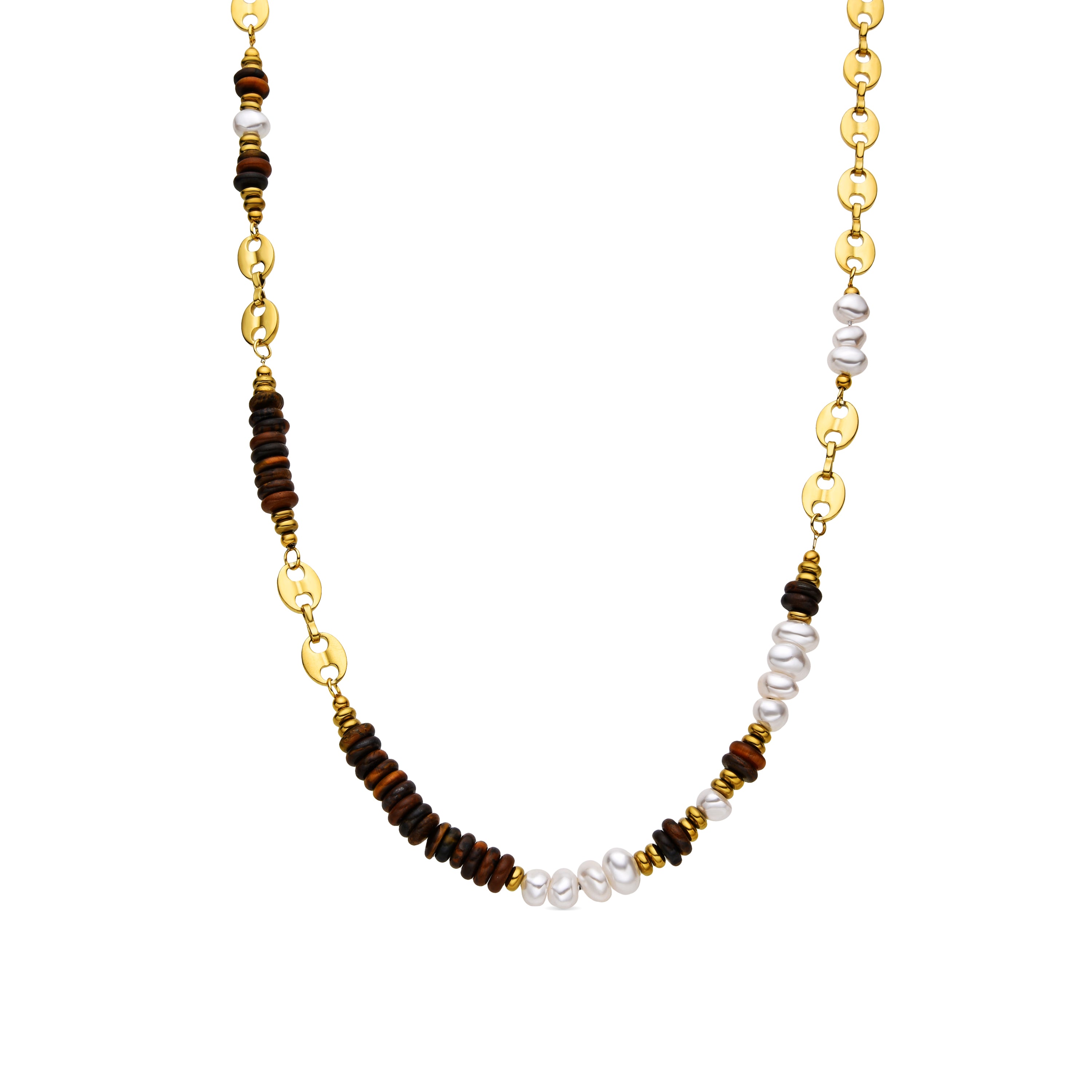 Halskette mit Tigerauge, 18k Gold-Finish - Kimbalbo