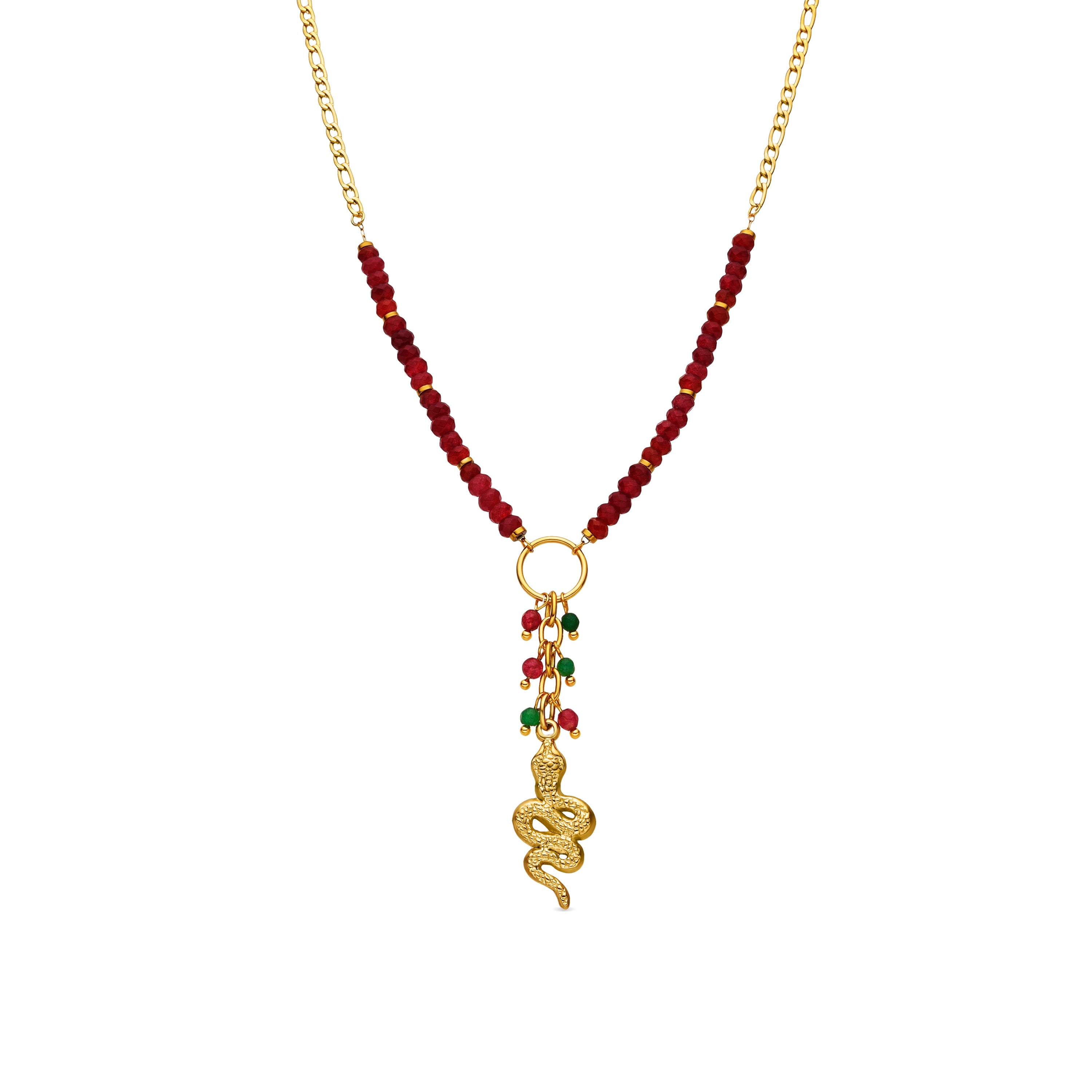 Collier avec Cristal Rouge finition or 18k - Edrak