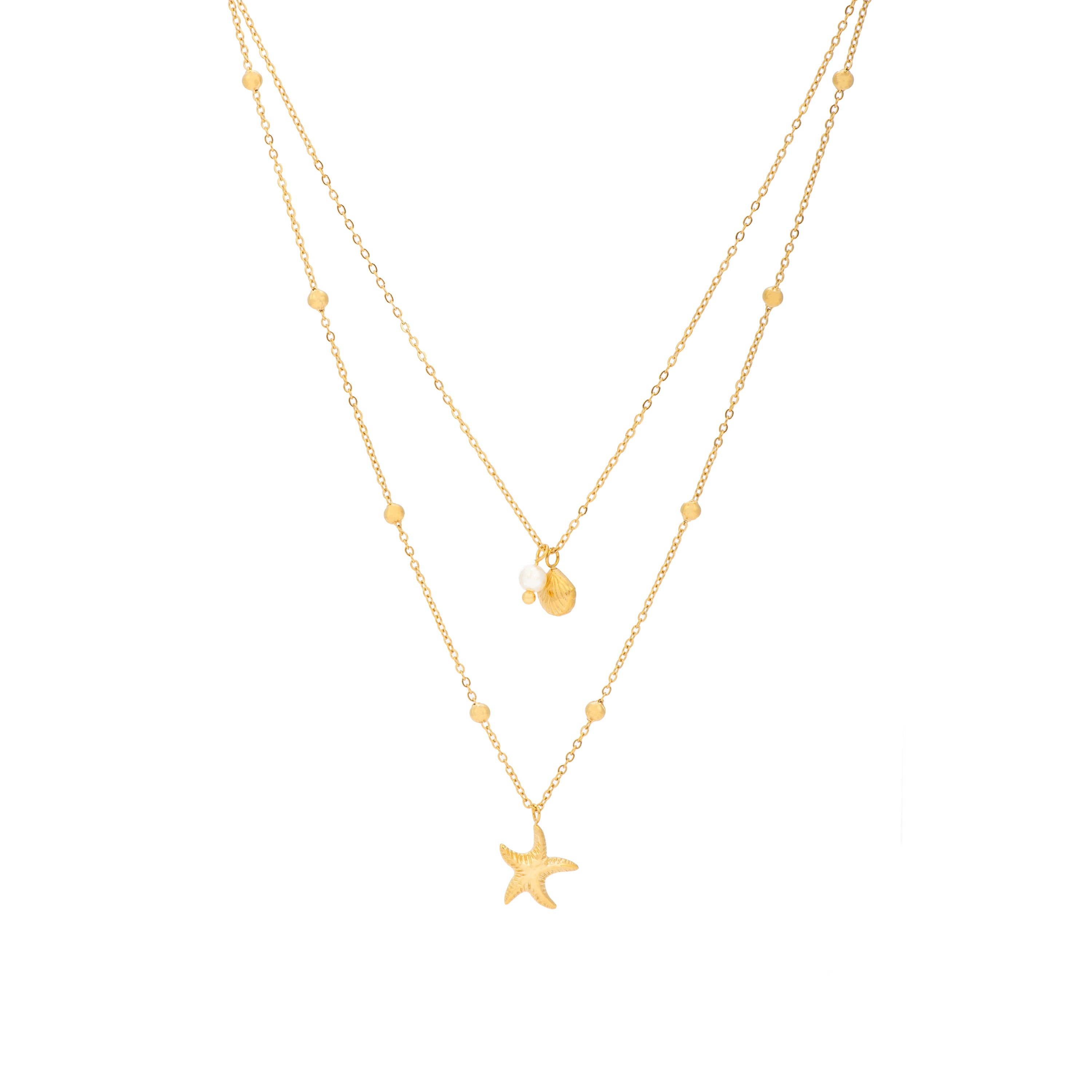 Colar acabado em ouro amarelo de 18k e Pérola Branca - Stik