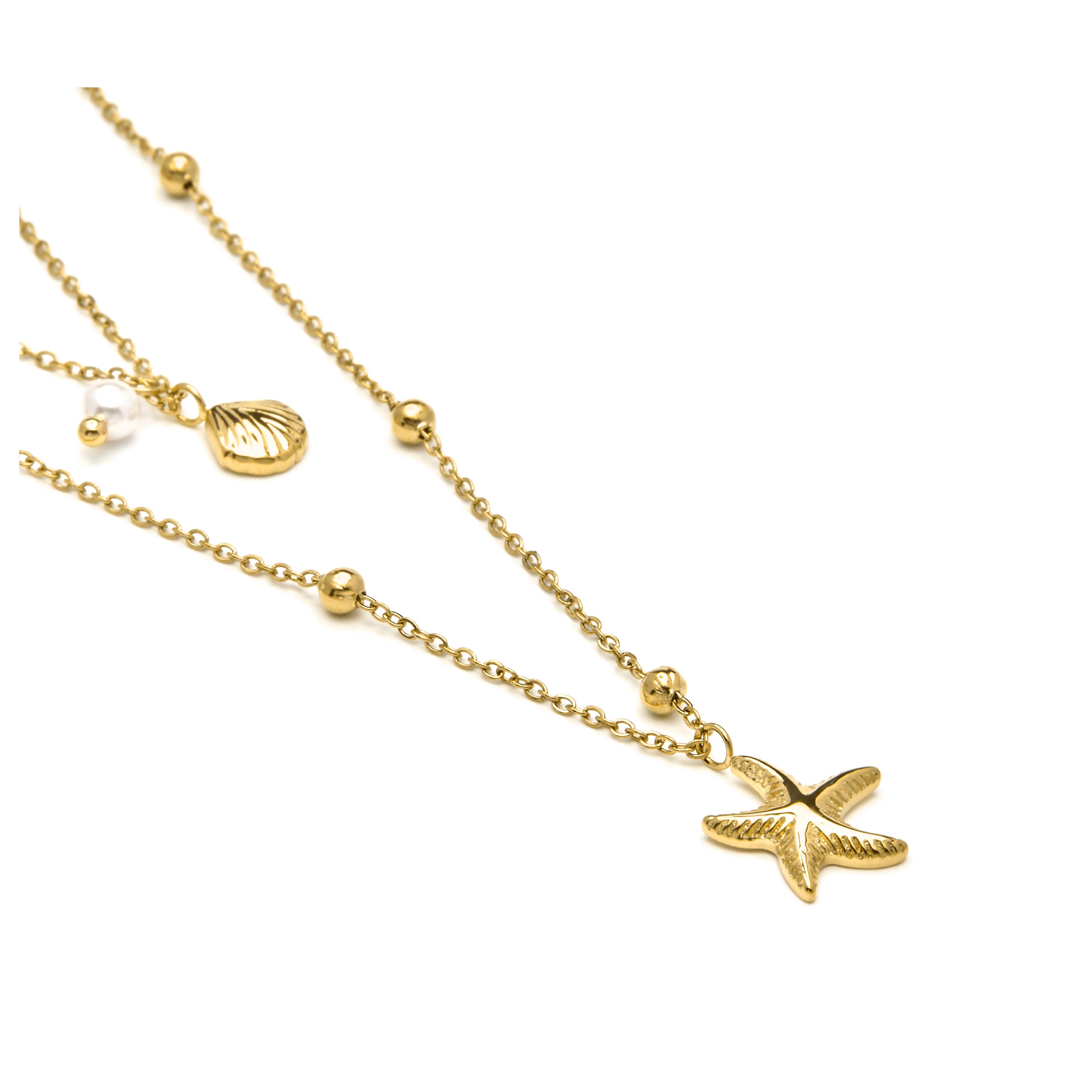Collana finitura oro giallo 18k e Perla Bianca - Stik
