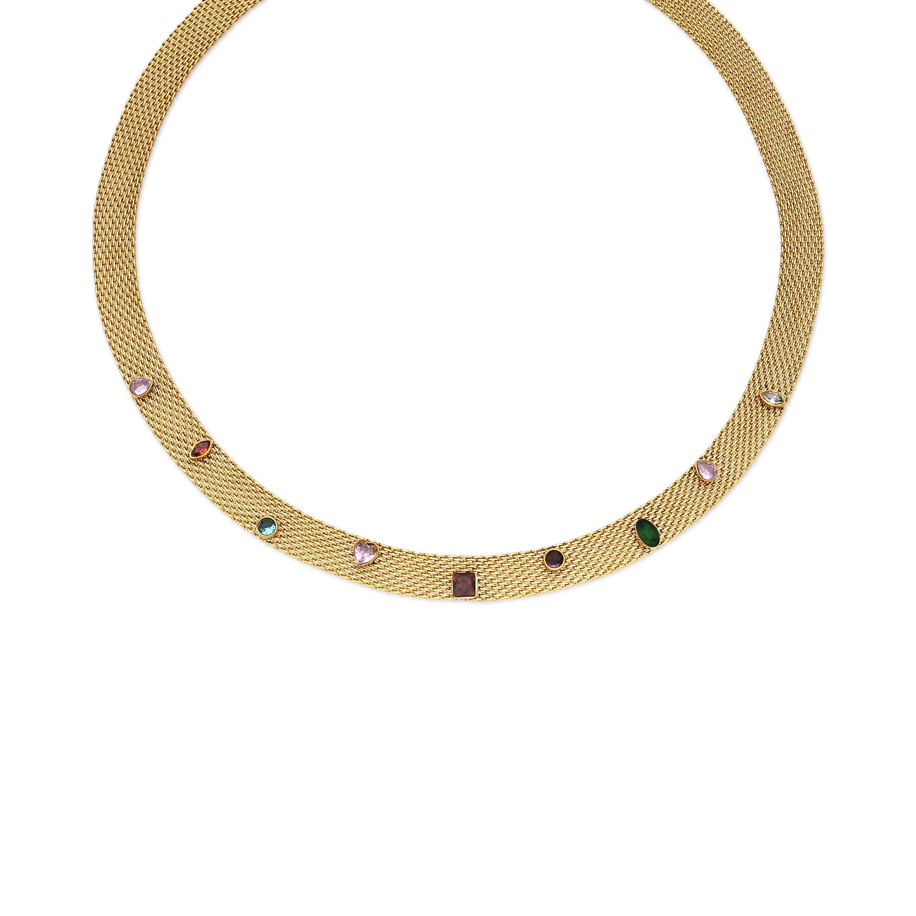 Collar de Circonita Multicolor acabado en oro amarillo 18k - Vaine