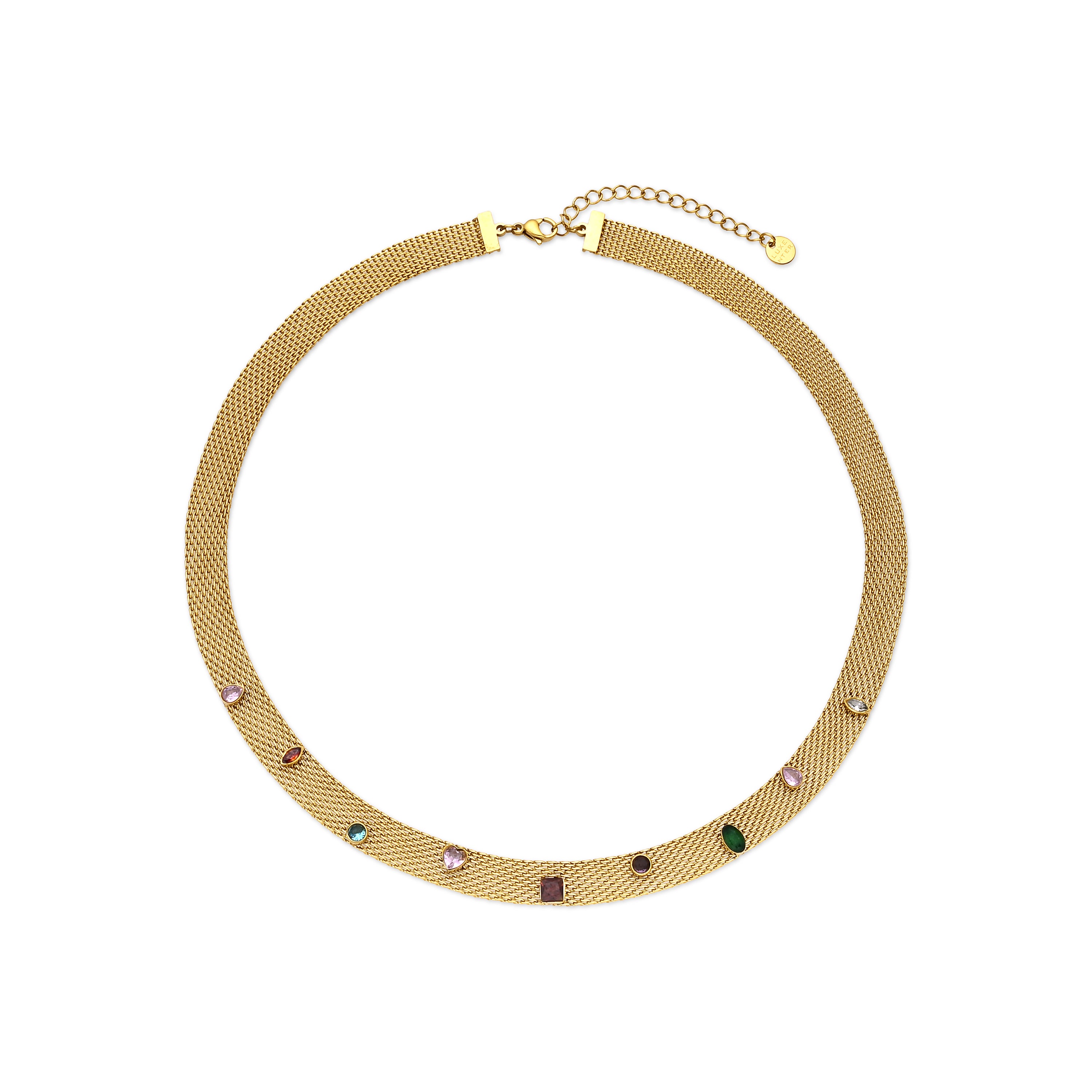 Collar de Circonita Multicolor acabado en oro amarillo 18k - Vaine