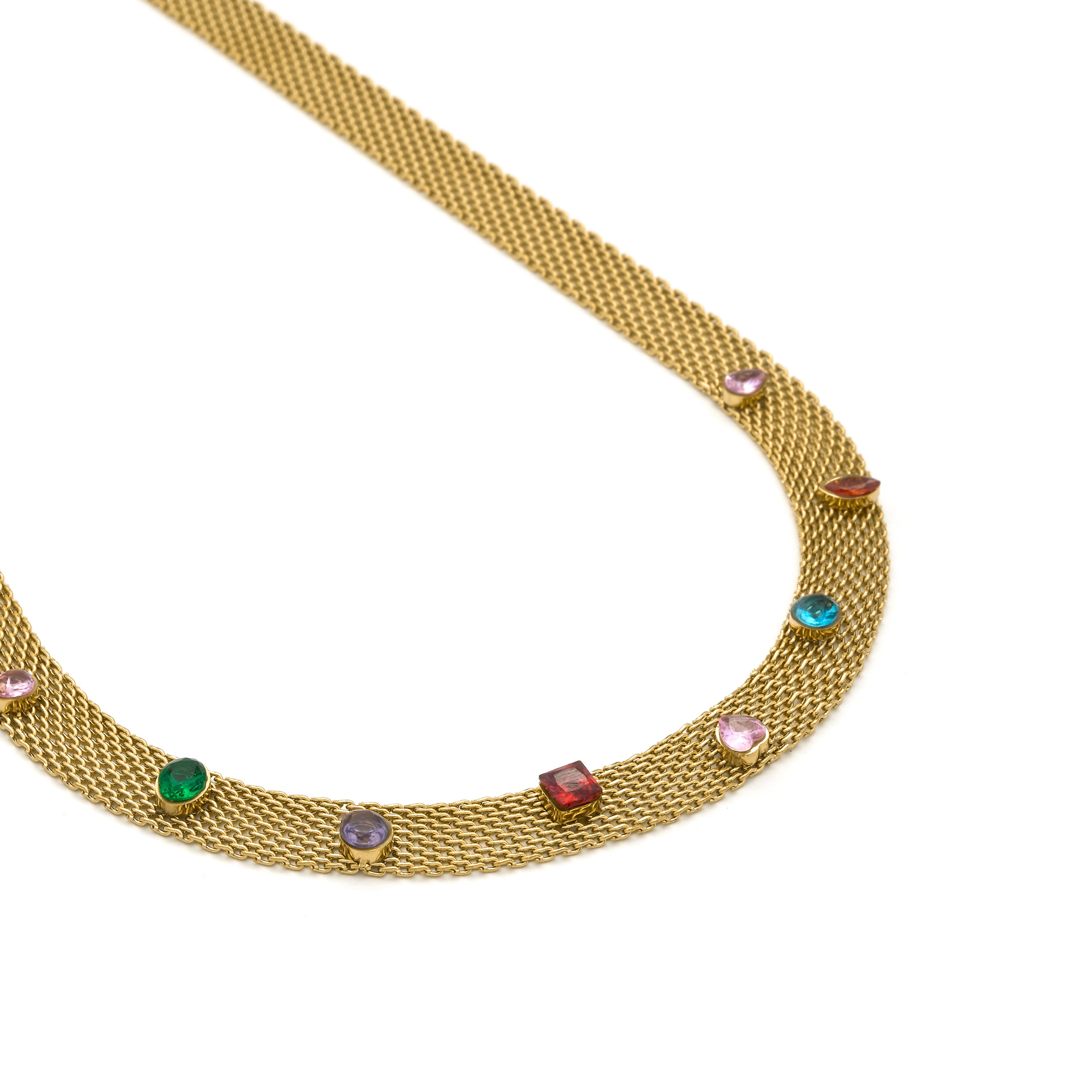 Collar de Circonita Multicolor acabado en oro amarillo 18k - Vaine