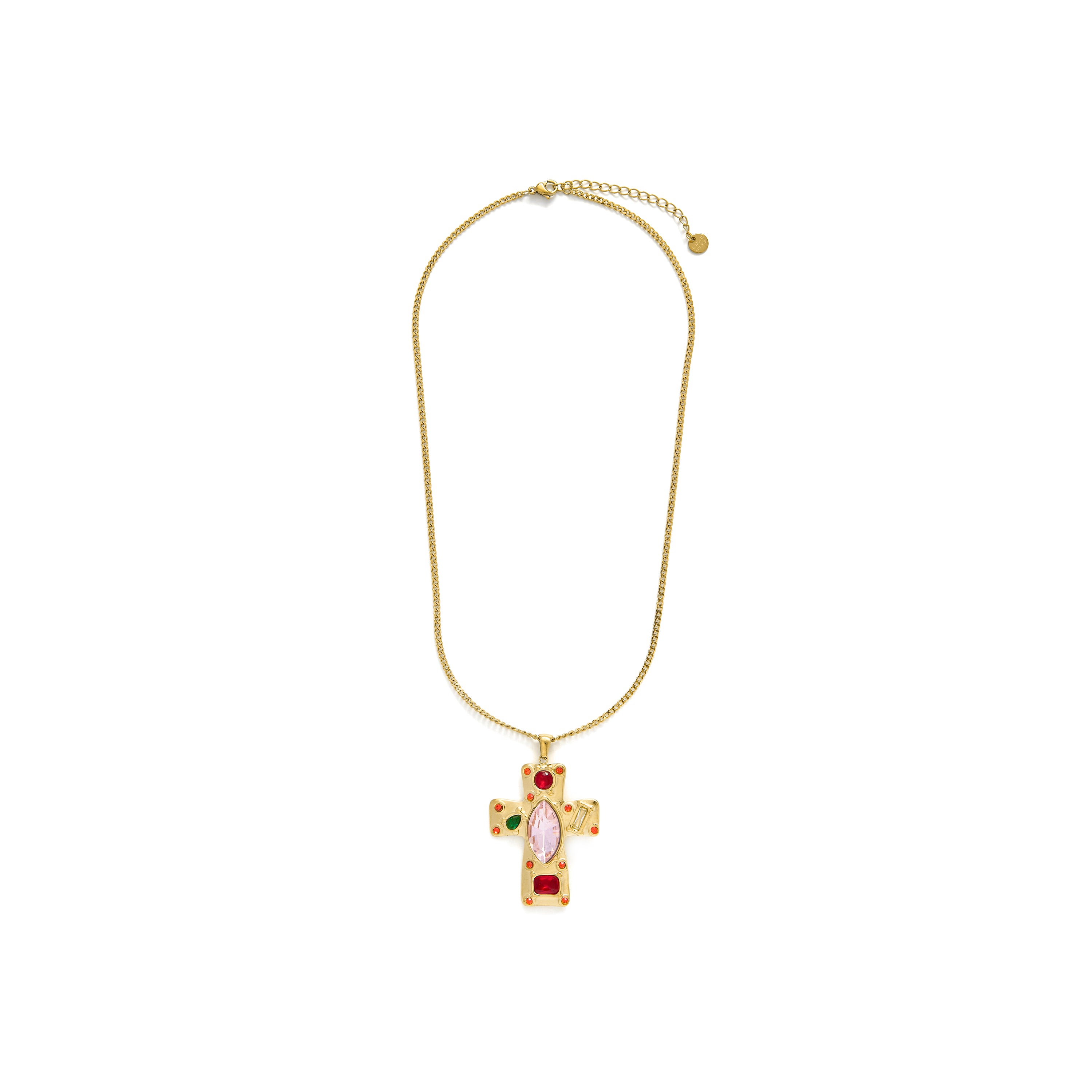Mehrfarbige Zirkonia-Halskette mit 18k Gelbgold-Finish - Overy