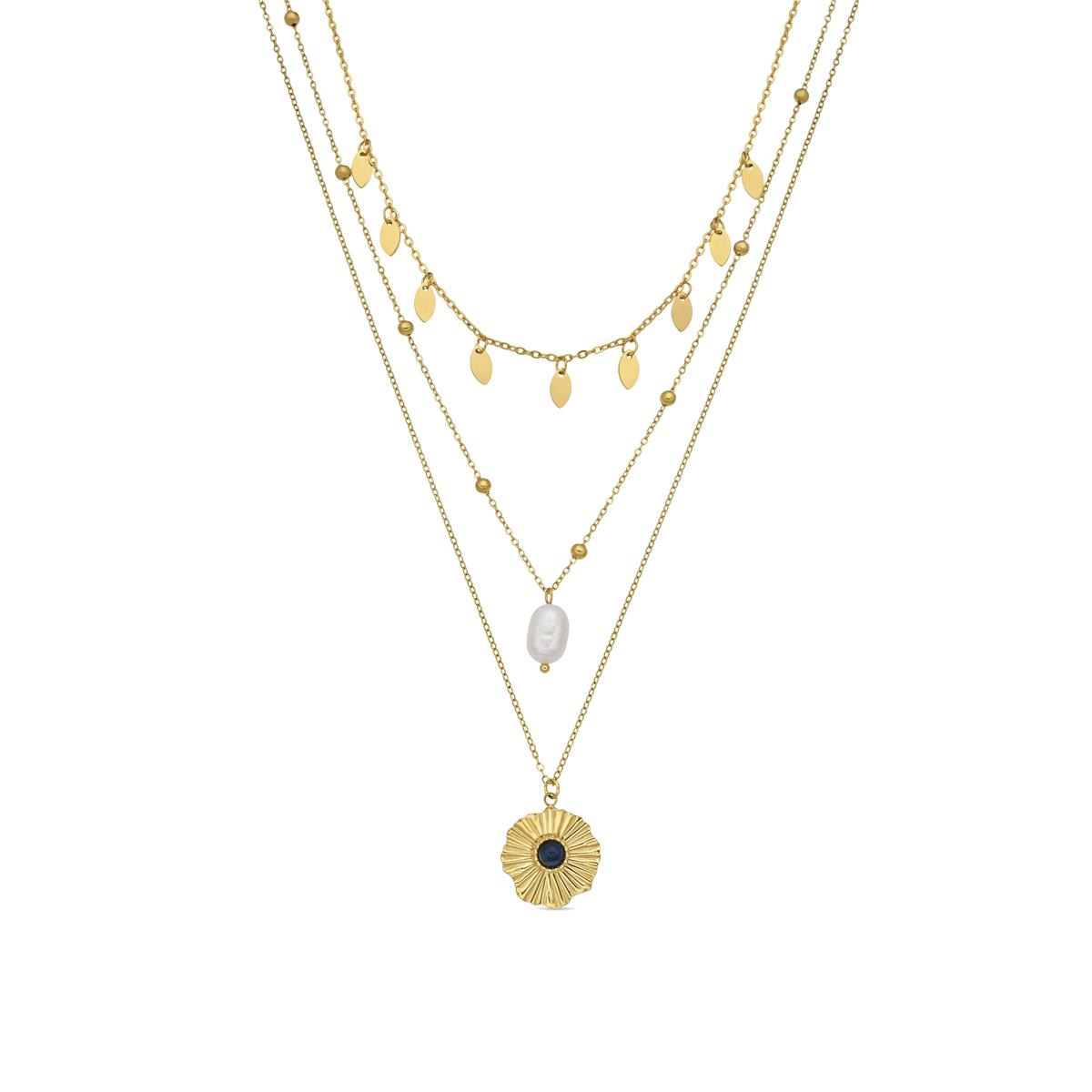 Collar de Perla Blanca acabado en oro amarillo 18k - Kixo