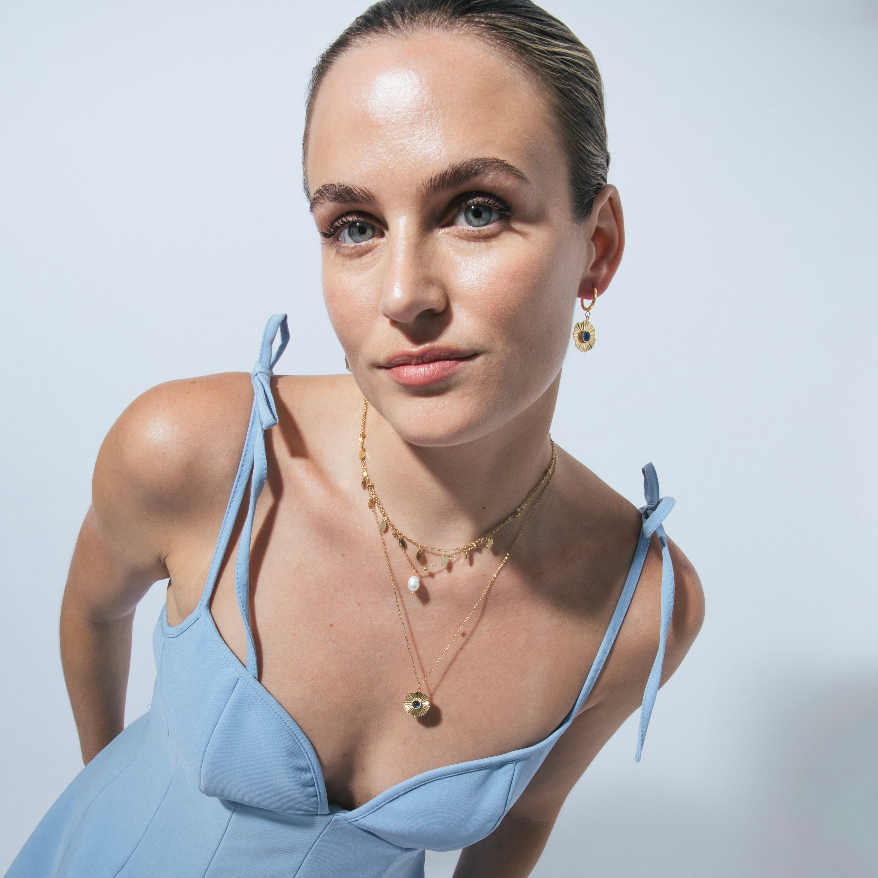 Weiße Perlenkette mit 18k Gelbgold-Finish - Kixo