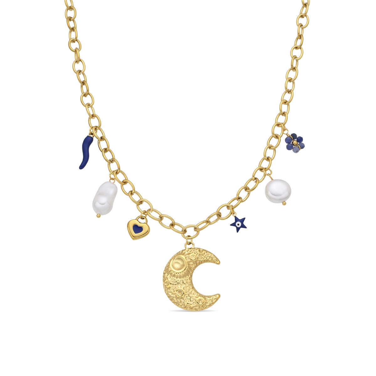 Collar de Lacado Azul acabado en oro amarillo 18k - Lynou