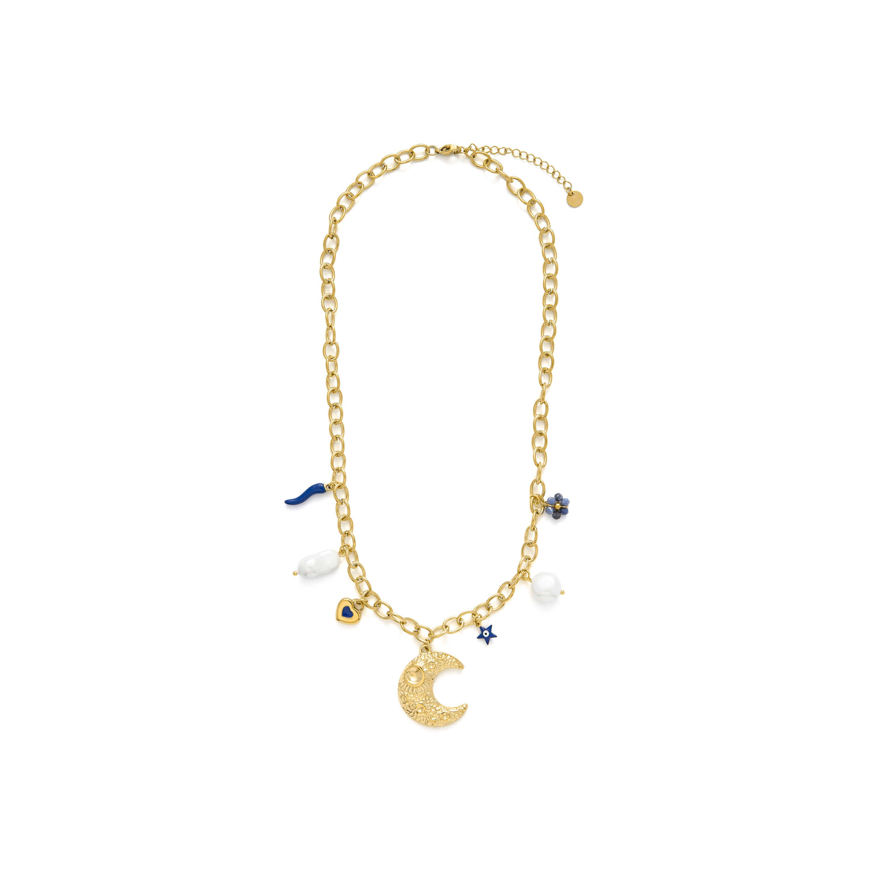 Blue Lacquered Necklace finished in 18k yellow gold - Lynou