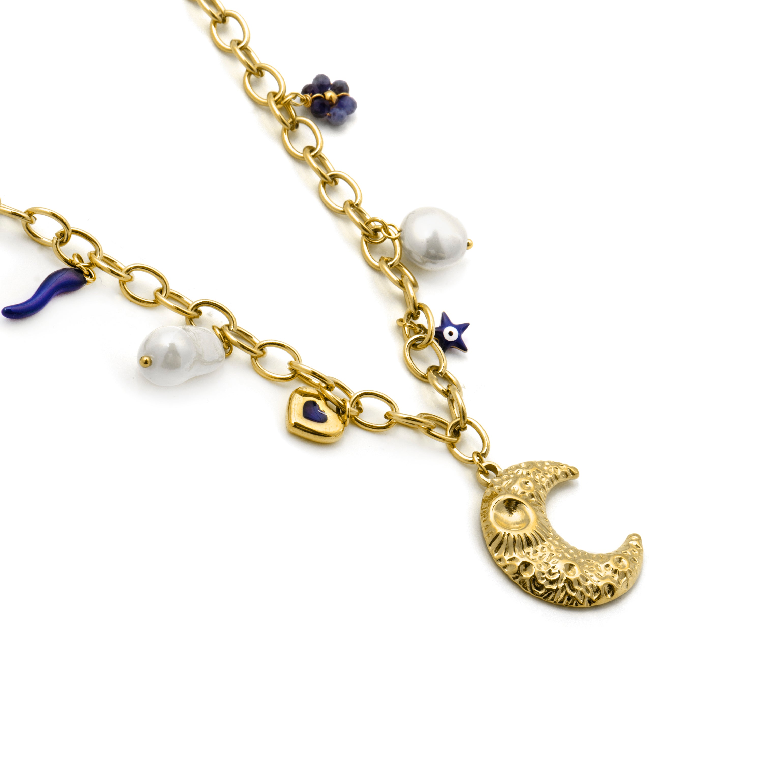 Blue Lacquered Necklace finished in 18k yellow gold - Lynou