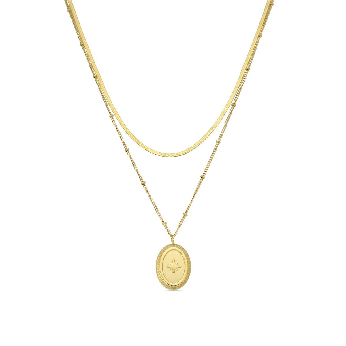 Collar de Circonita Brillante acabado en oro amarillo 18k - Laiwan