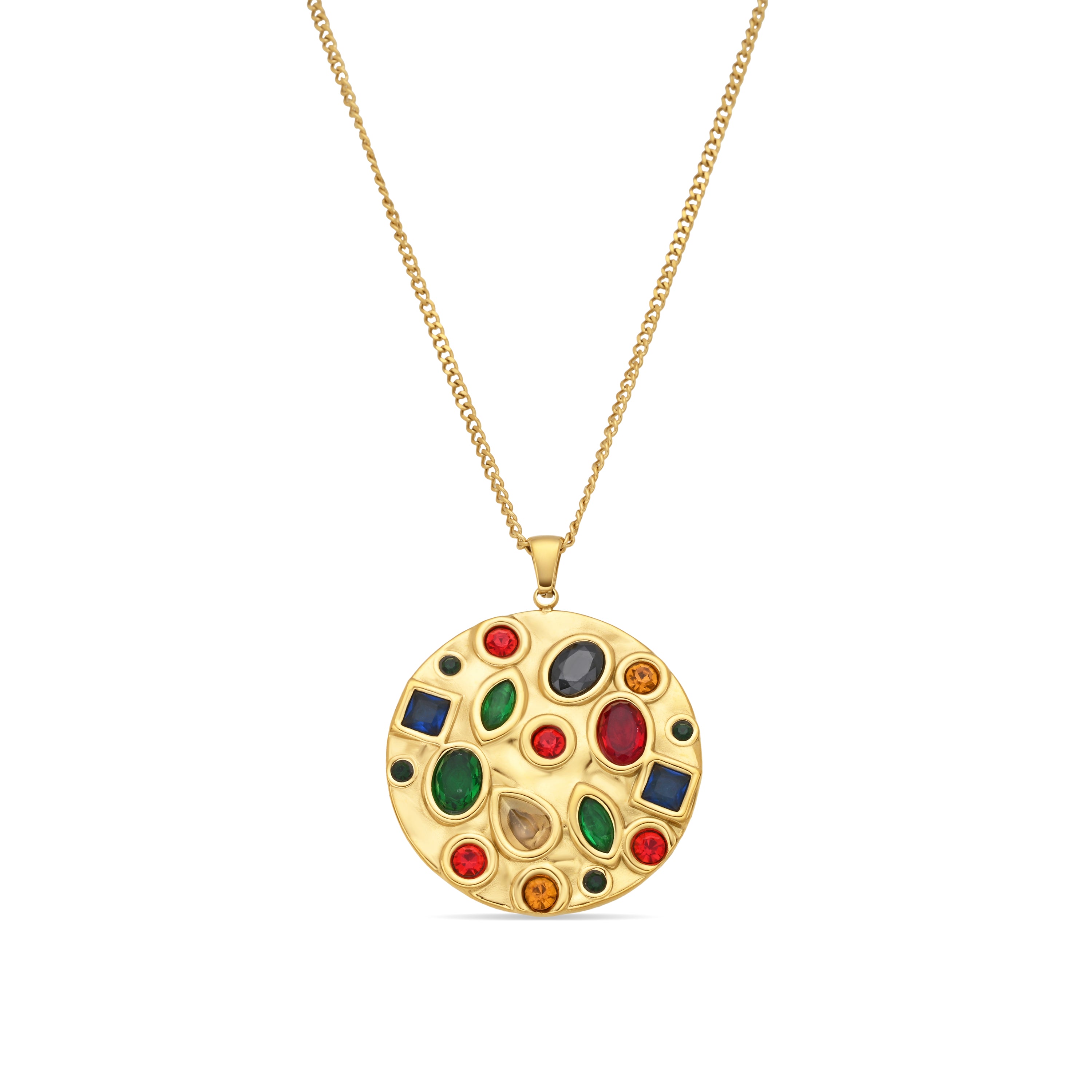 Multicolor Hydrothermal Quartz Necklace finished in 18k Yellow Gold - Fansya
