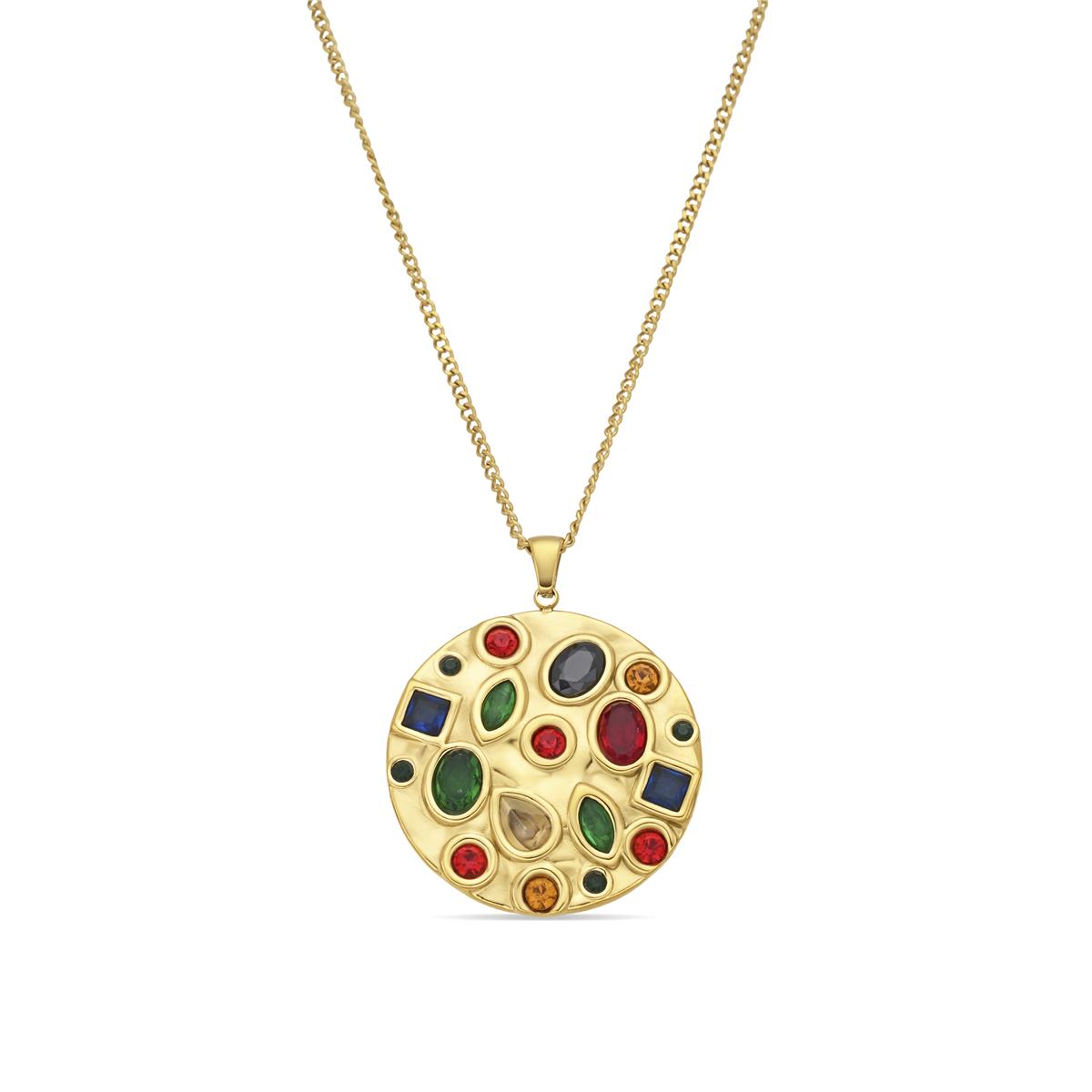 Collar de Cuarzo Hidrotermal Multicolor acabado en oro amarillo 18k - Fansya