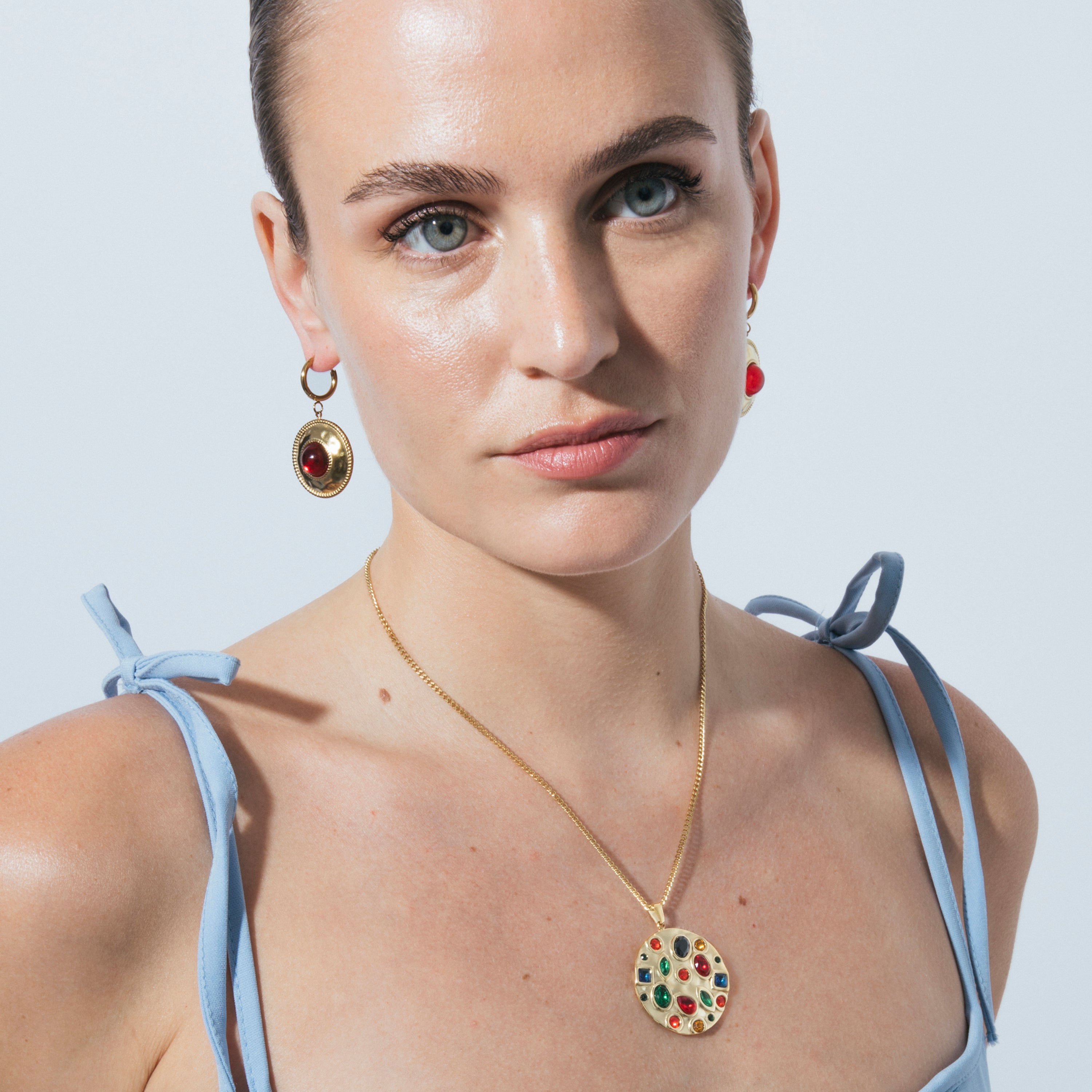 Multicolor Hydrothermal Quartz Necklace finished in 18k Yellow Gold - Fansya