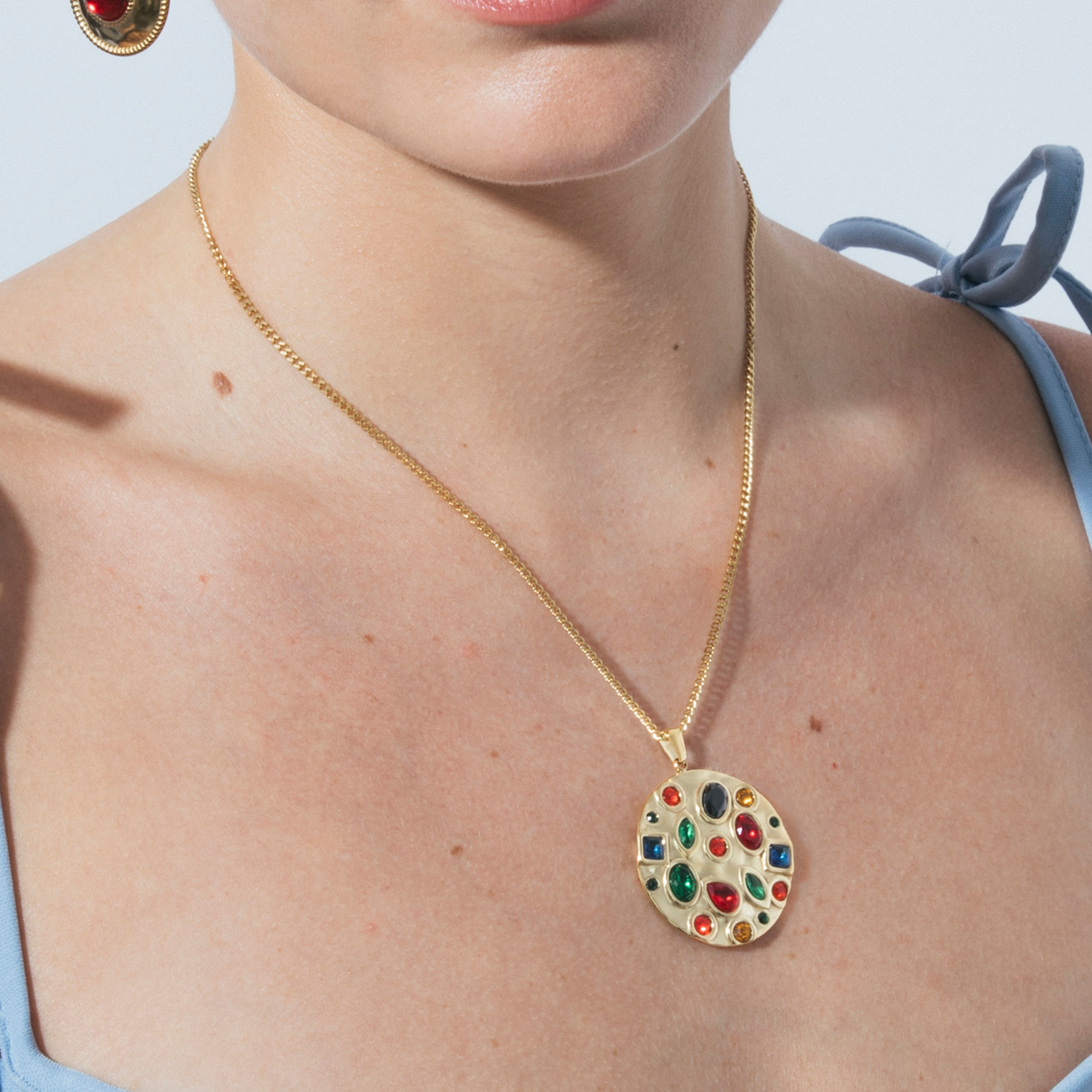 Multicolor Hydrothermal Quartz Necklace finished in 18k Yellow Gold - Fansya