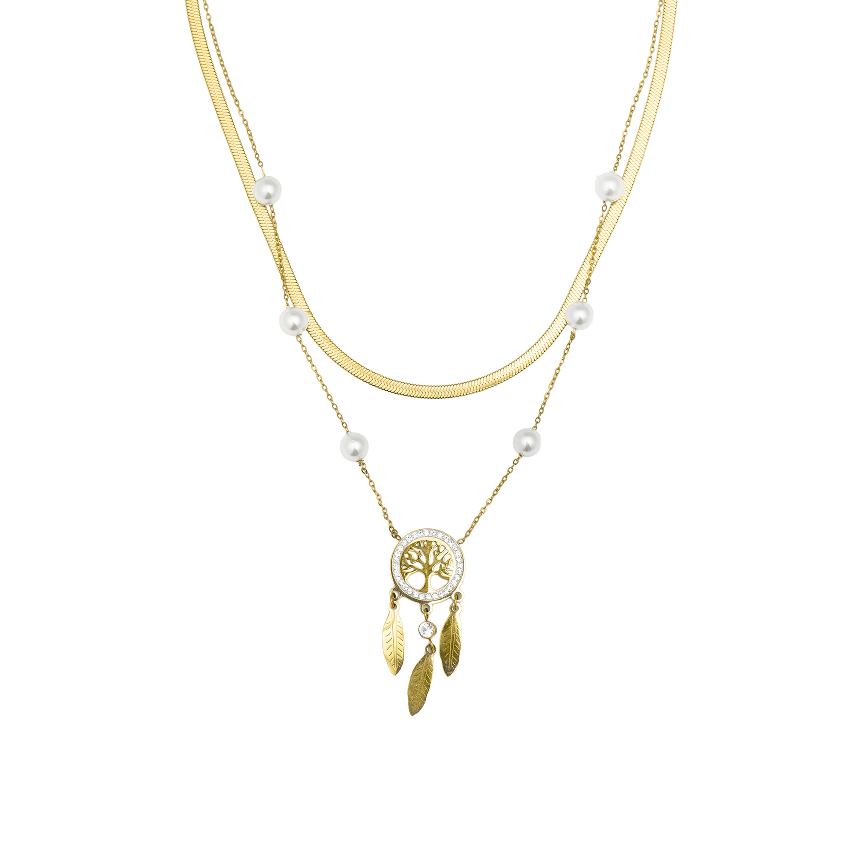 Colar de Perla Blanca acabado em ouro amarelo 18k - Anthori