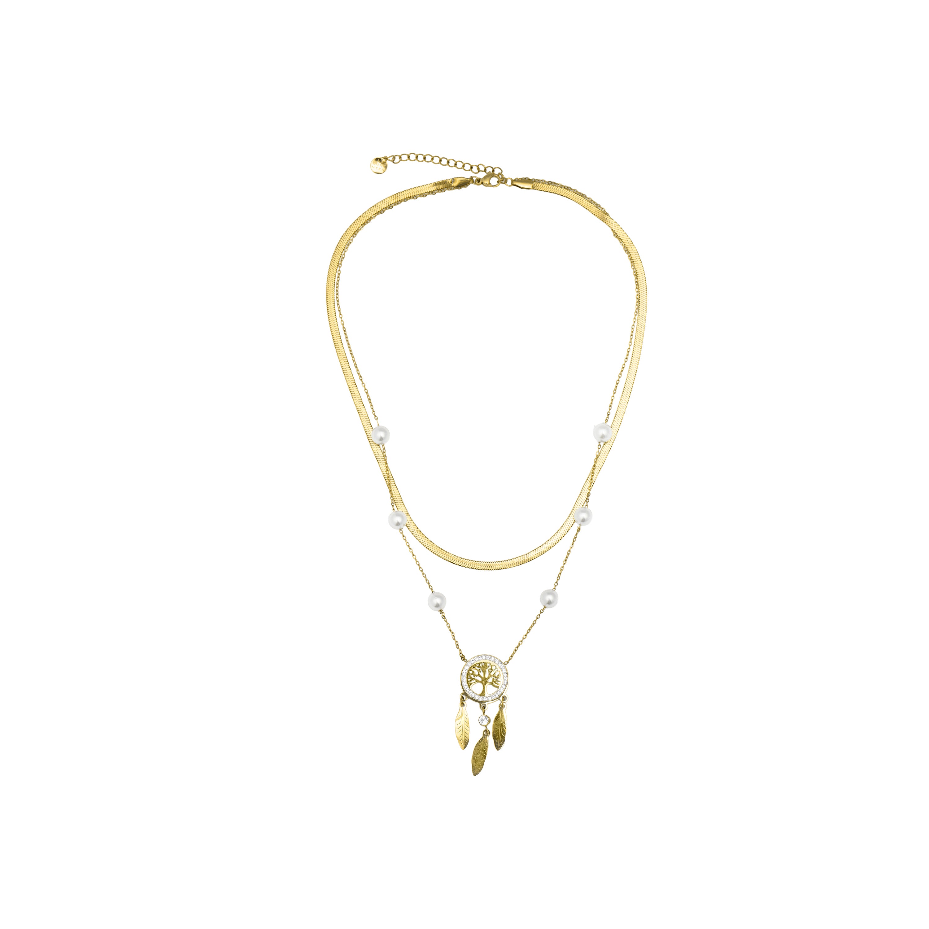 Colar de Perla Blanca acabado em ouro amarelo 18k - Anthori
