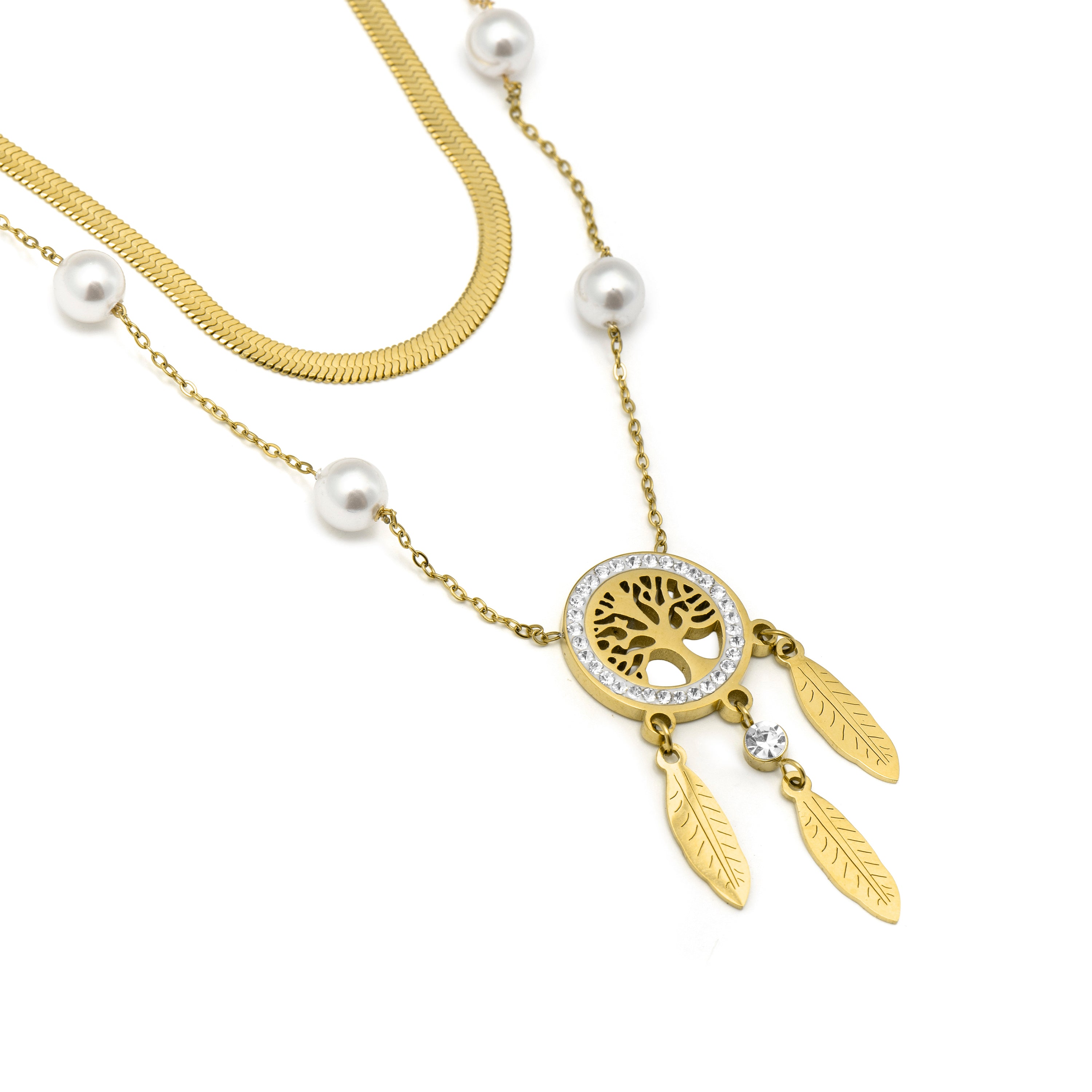 Colar de Perla Blanca acabado em ouro amarelo 18k - Anthori