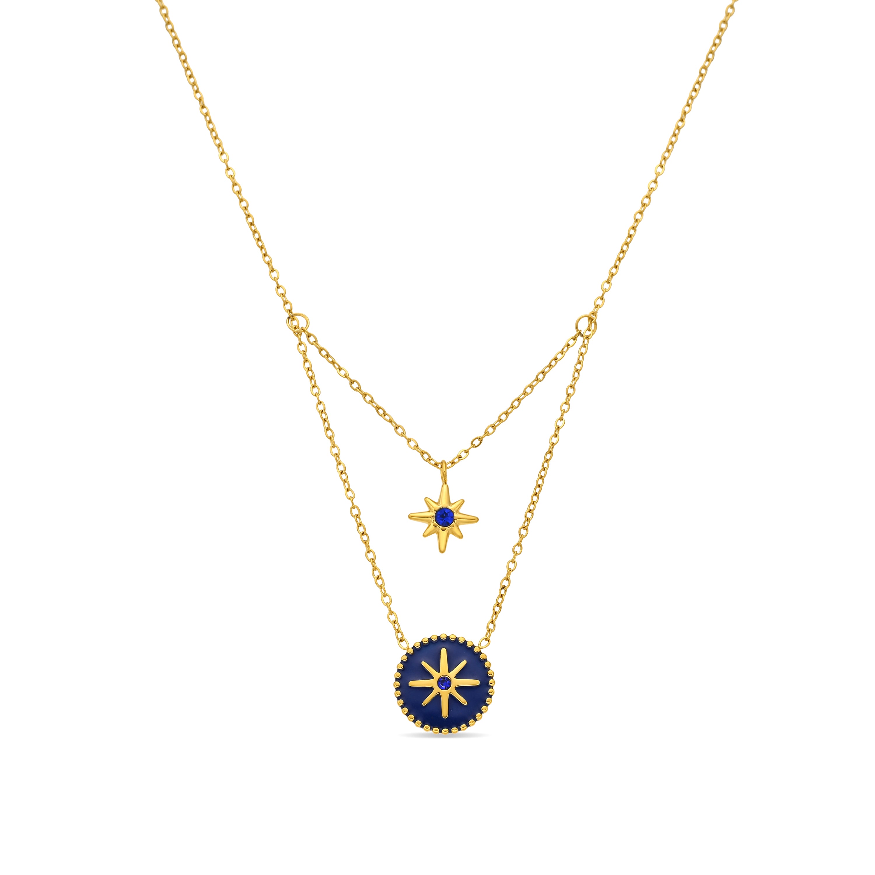 Collar de Lacado Azul acabado en oro amarillo 18k - Iskha