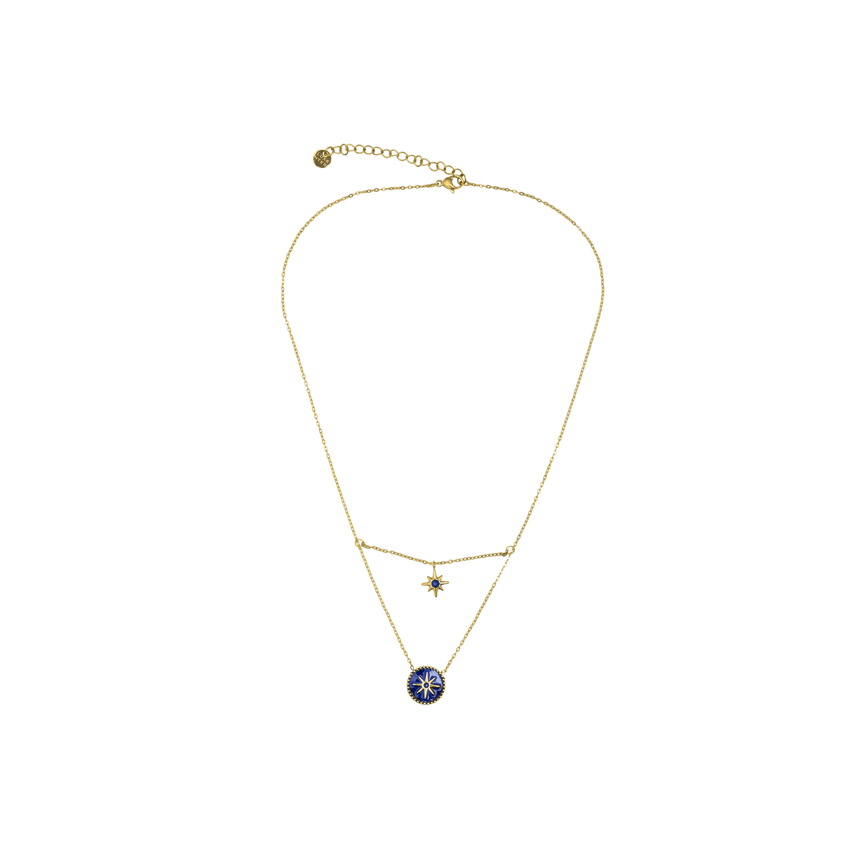 Collar de Lacado Azul acabado en oro amarillo 18k - Iskha