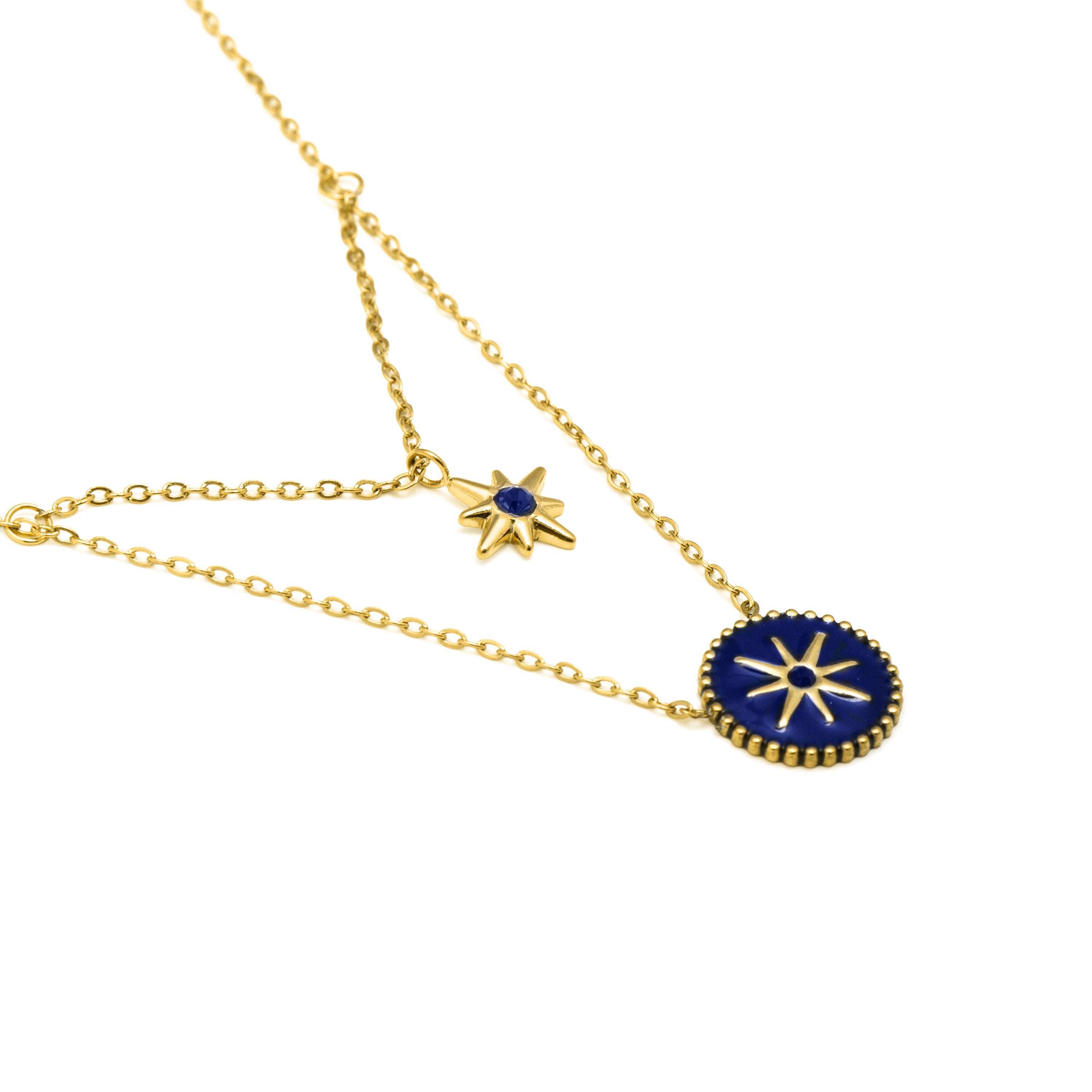 Collar de Lacado Azul acabado en oro amarillo 18k - Iskha