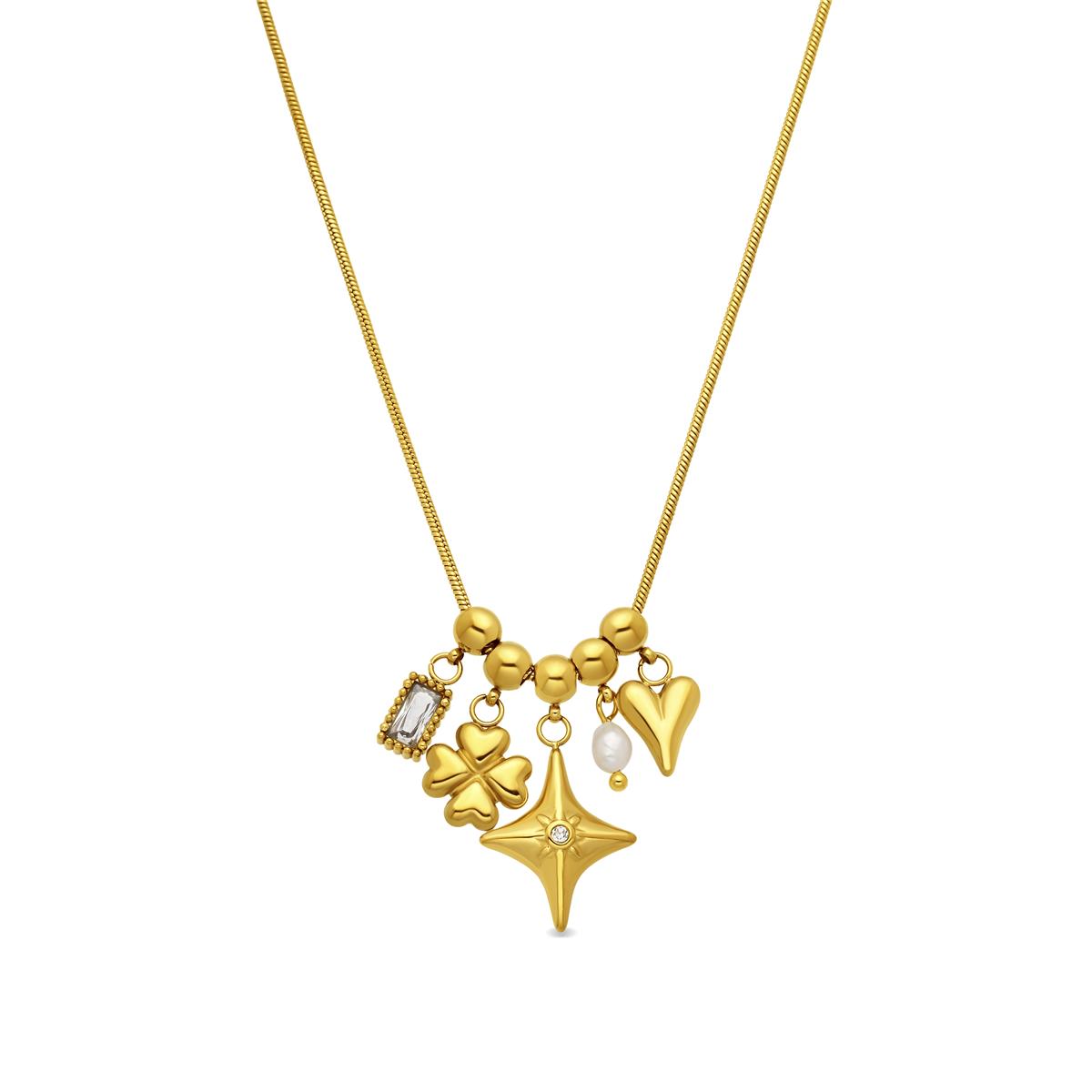 18k Yellow Gold Finished Sparkling Cubic Zirconia Necklace - Radlo