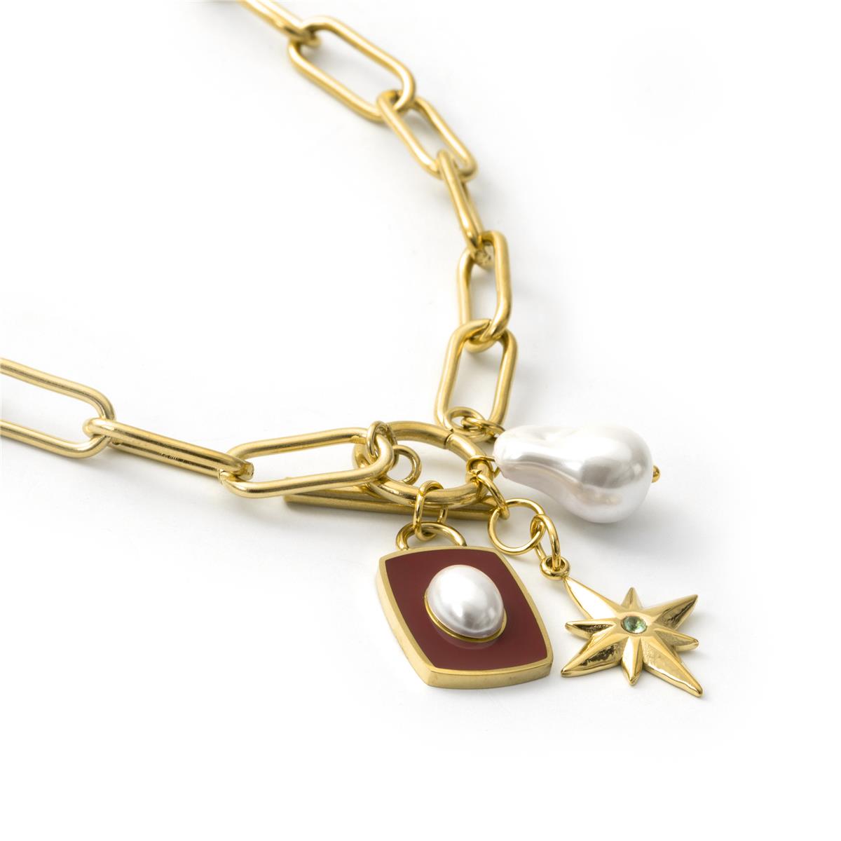 Collar de Perla Blanca acabado en oro amarillo de 18k - Irath