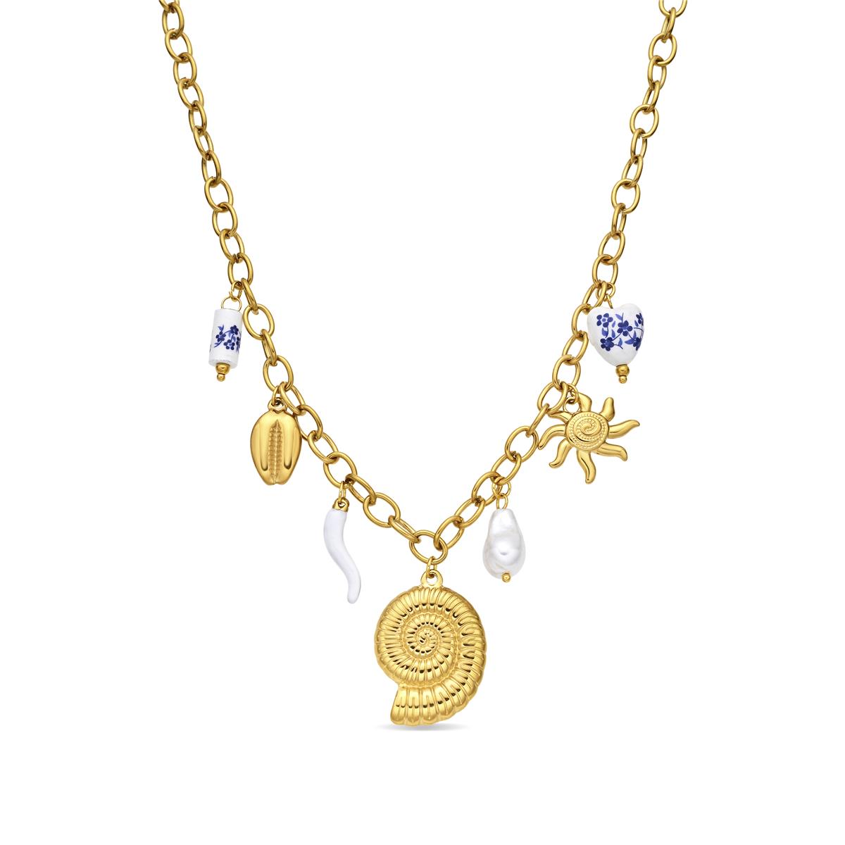 Collar de Perla Blanca acabado en oro amarillo de 18k - Ribeleg