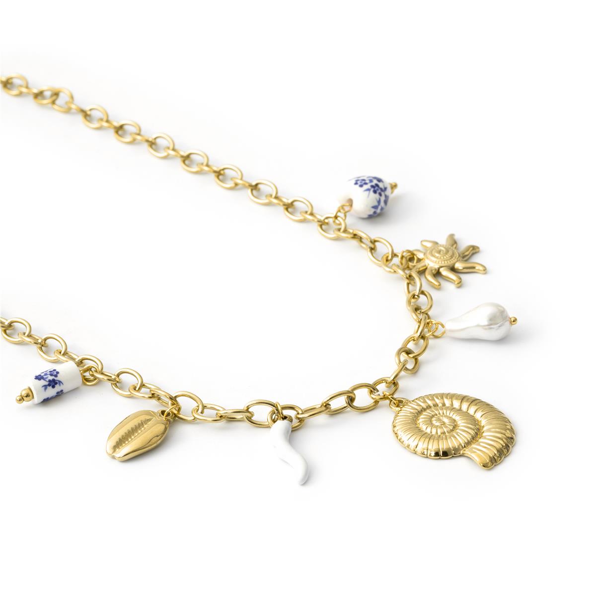 Collar de Perla Blanca acabado en oro amarillo de 18k - Ribeleg